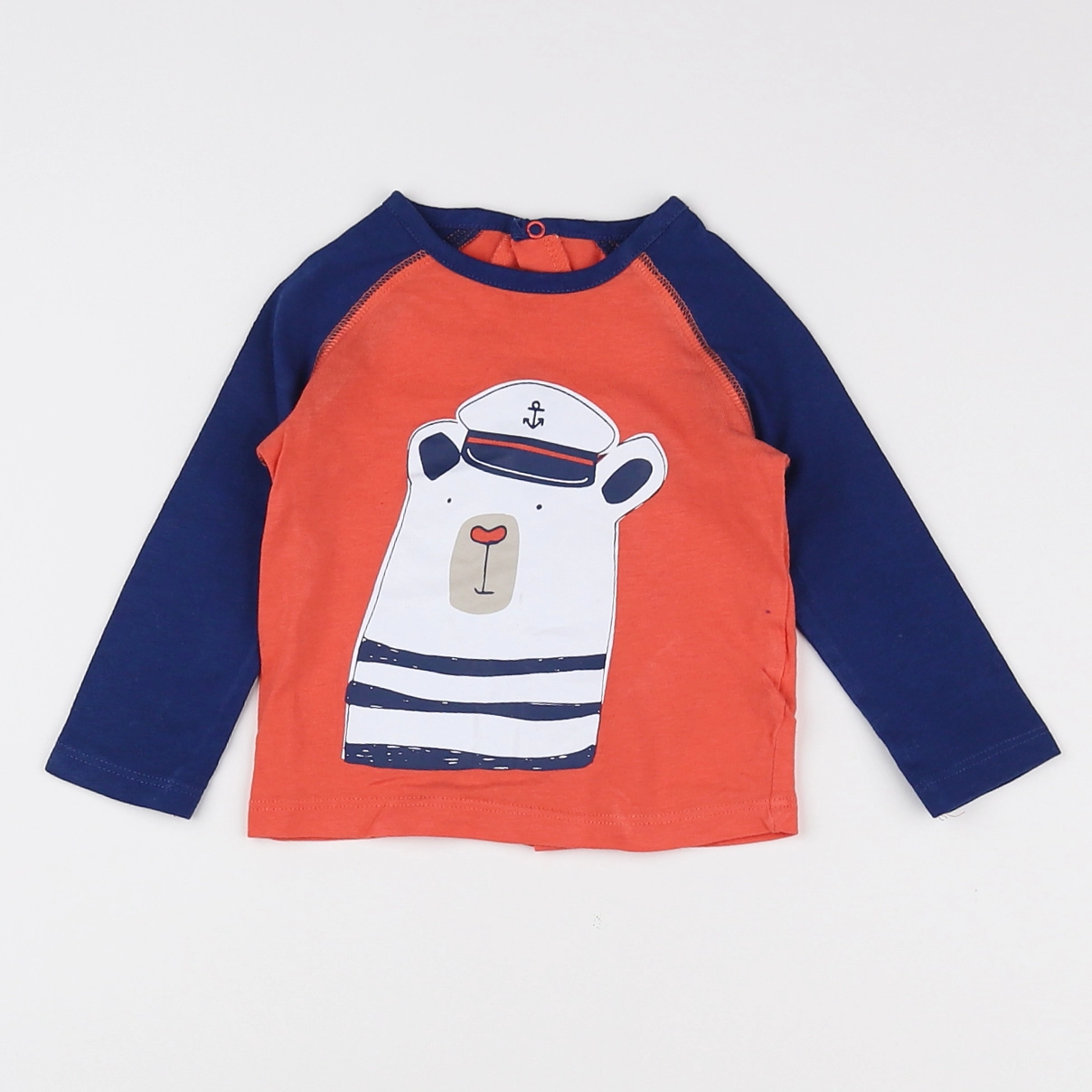 Vertbaudet - tee-shirt bleu, orange - 6 mois