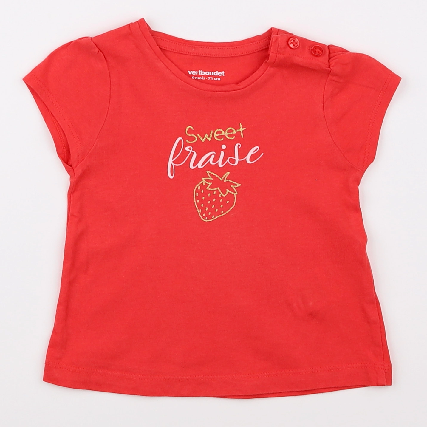 Vertbaudet - tee-shirt rouge - 9 mois