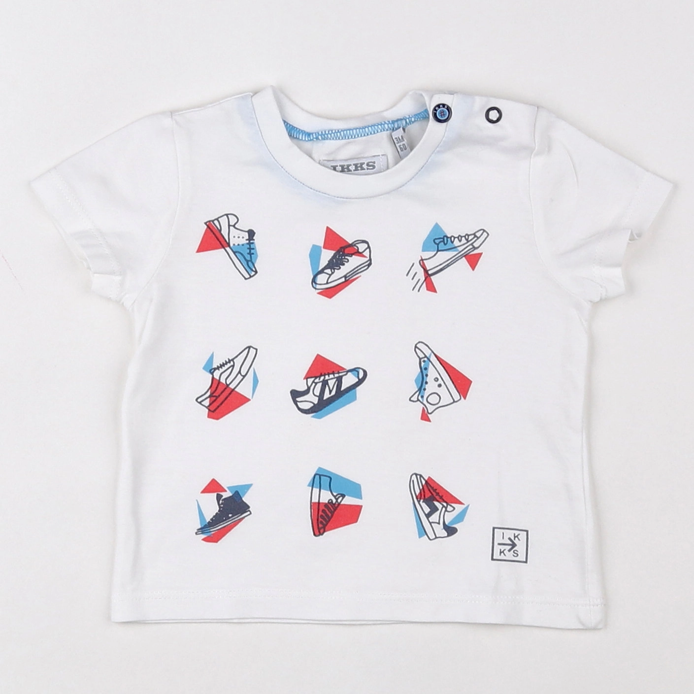 IKKS - tee-shirt blanc, bleu - 3 mois