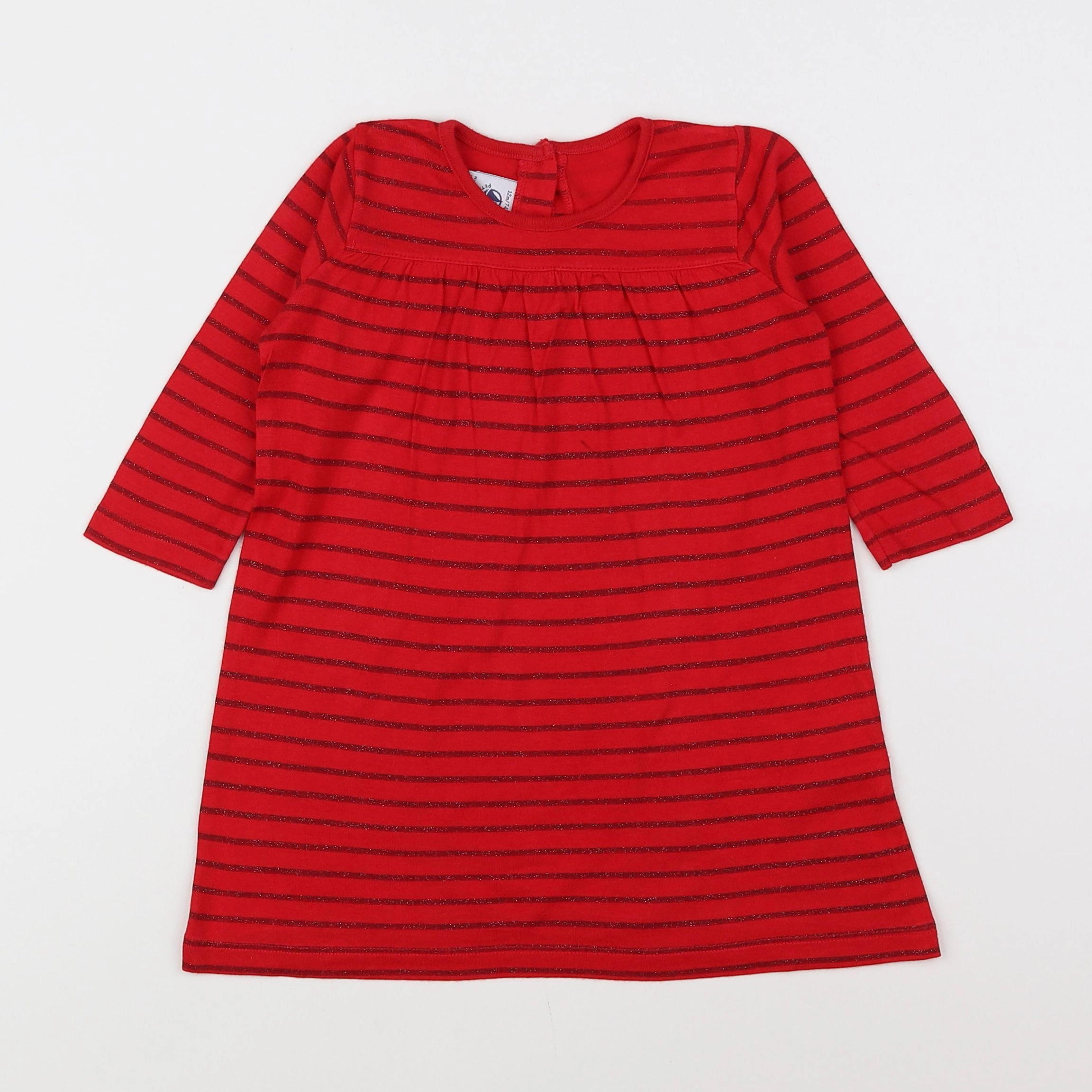 Petit Bateau - chemise de nuit coton rouge - 12 mois