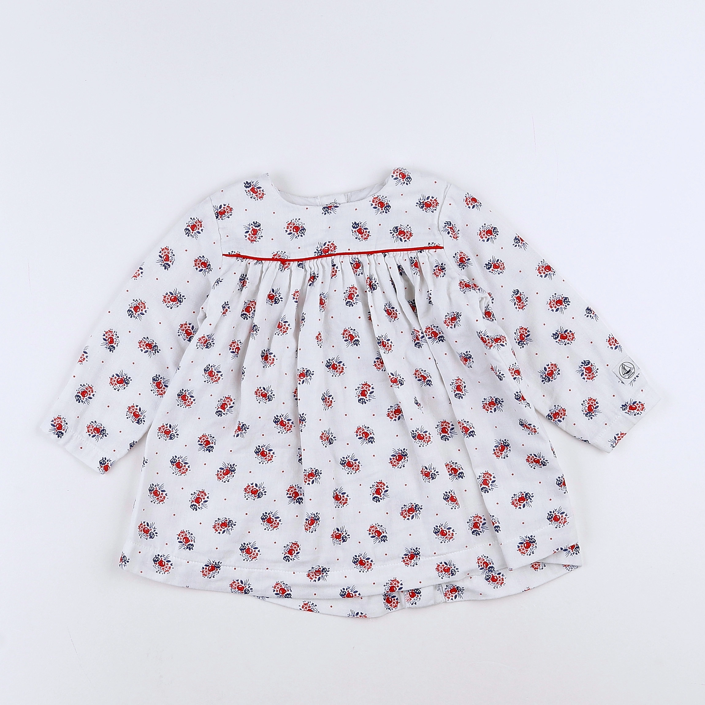 Petit Bateau - robe blanc, bleu - 12 mois