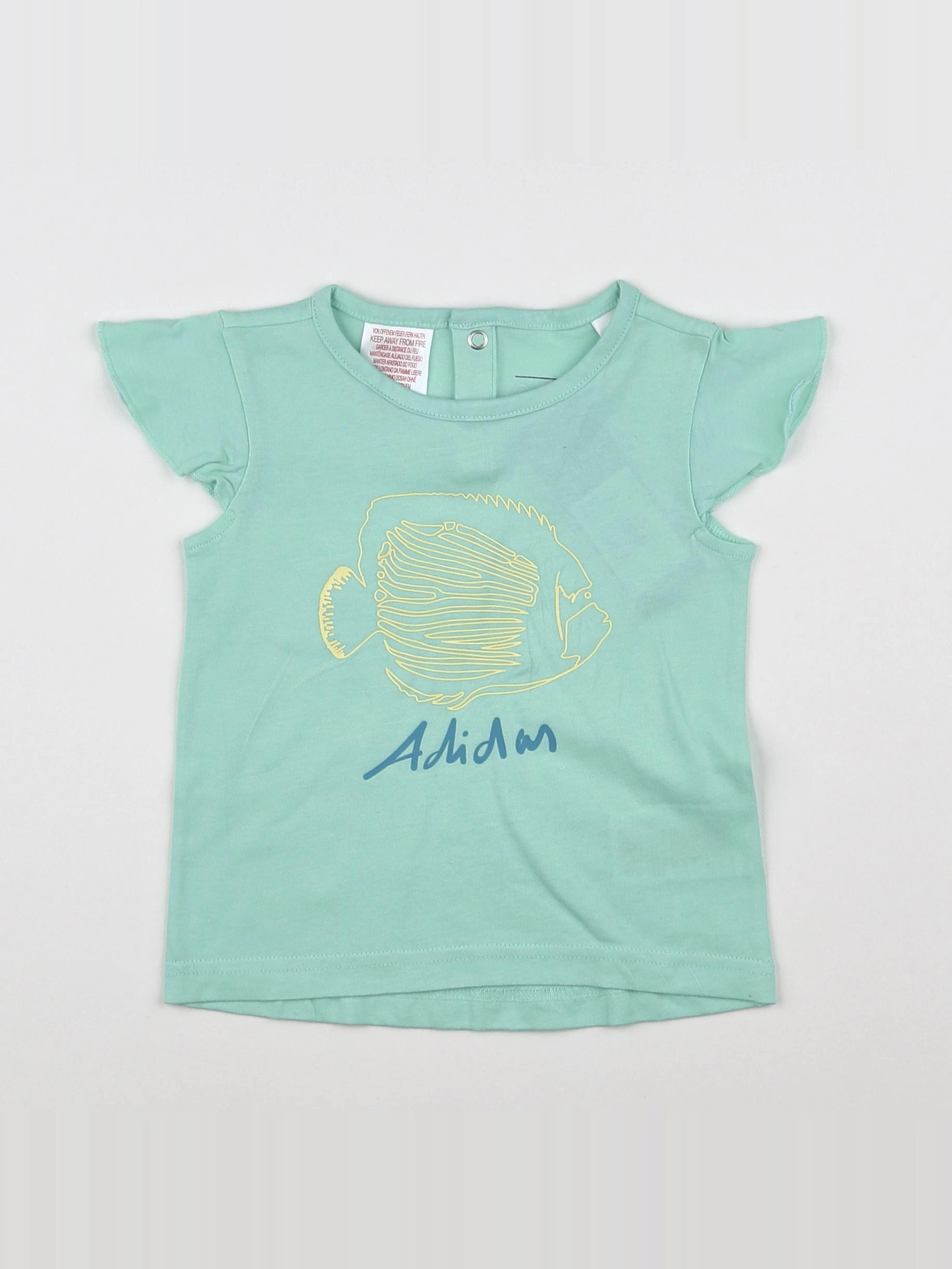 Adidas - tee-shirt vert, multicolore (état neuf) - 6/9 mois