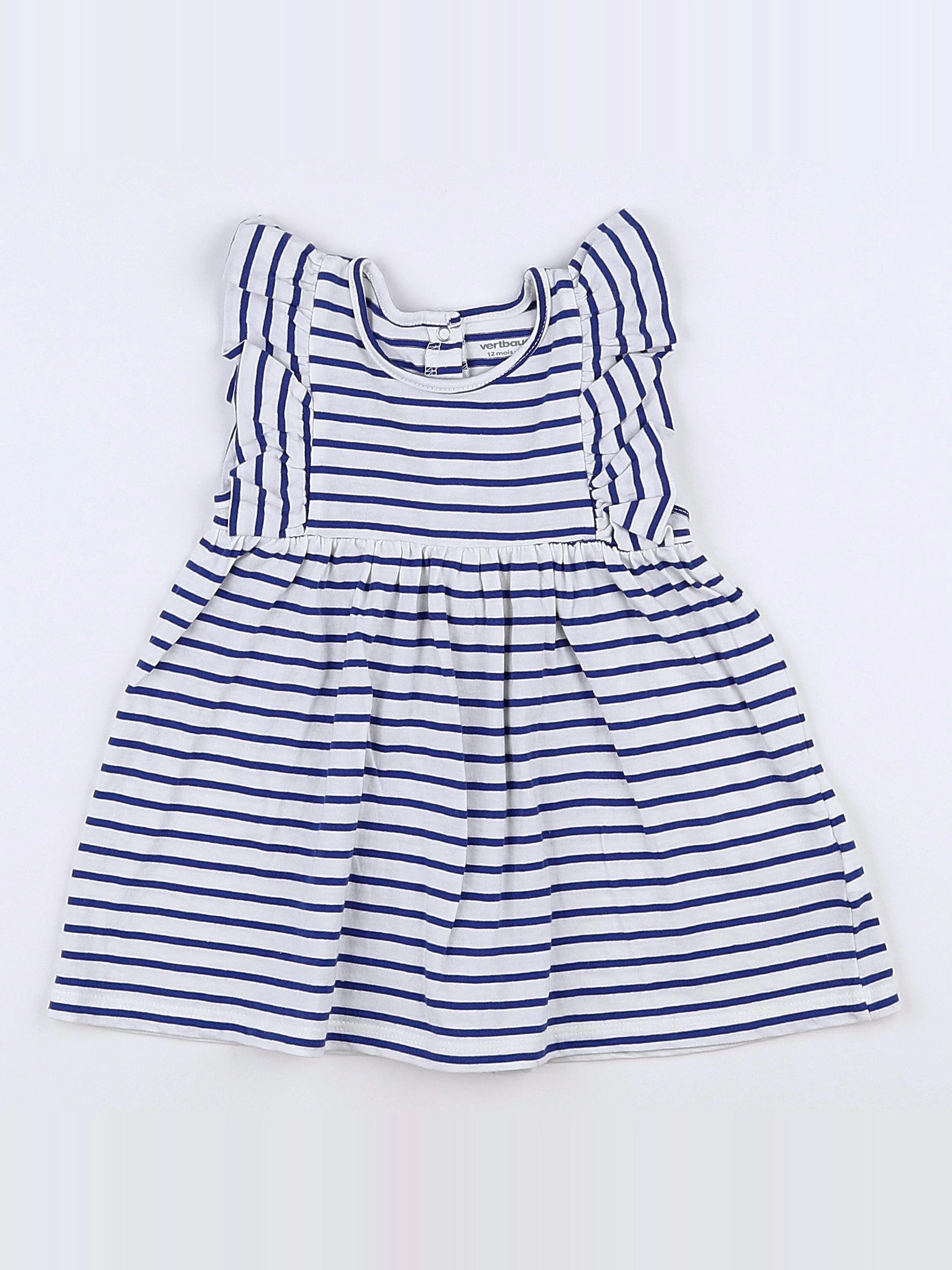 Vertbaudet - robe blanc, bleu - 12 mois