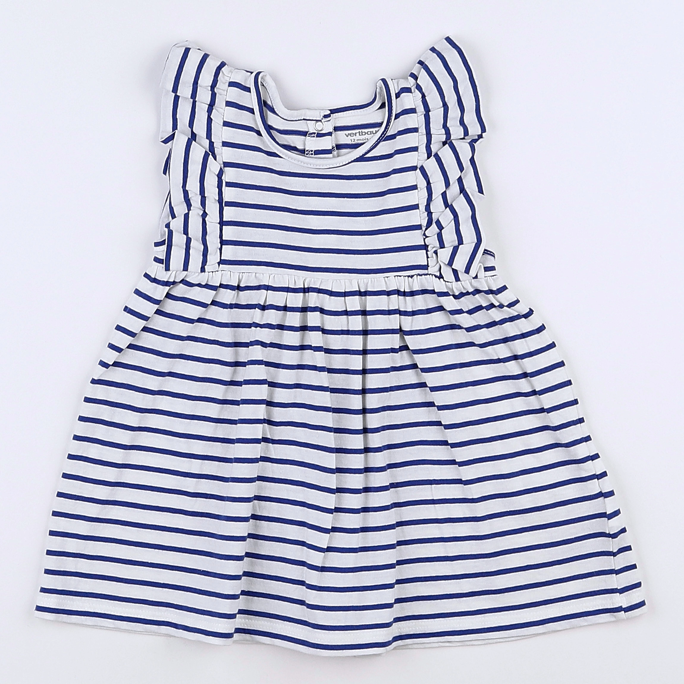Vertbaudet - robe blanc, bleu - 12 mois