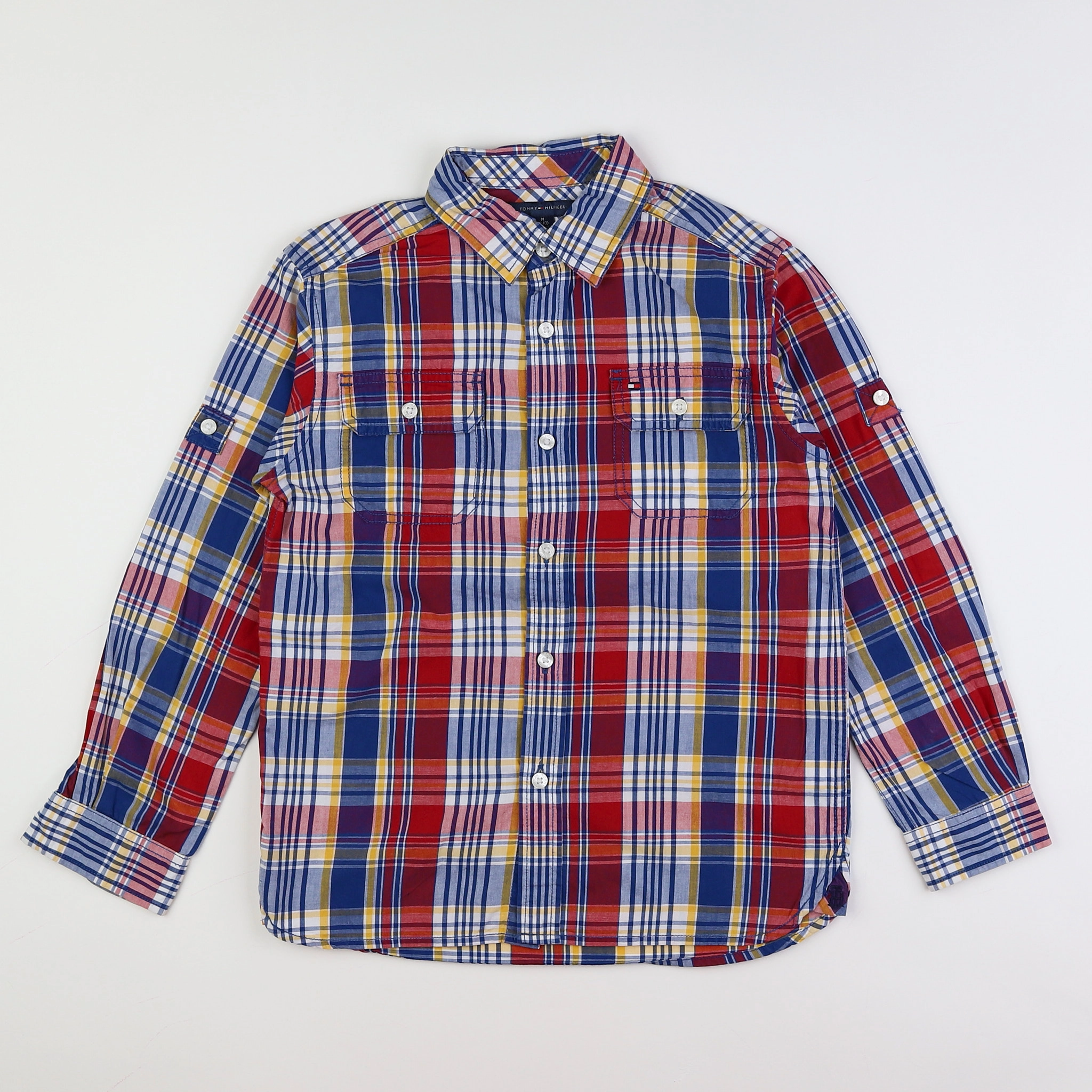 Tommy Hilfiger - chemise bleu, jaune, rouge - 8/10 ans