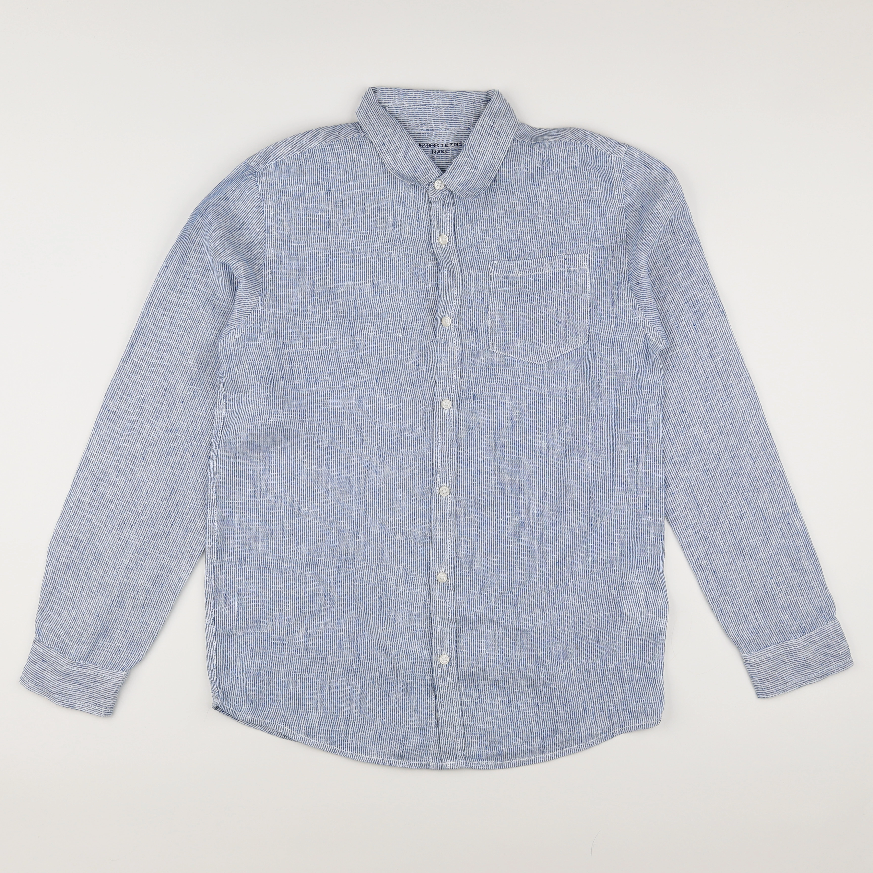 Monoprix - chemise blanc, bleu - 14 ans