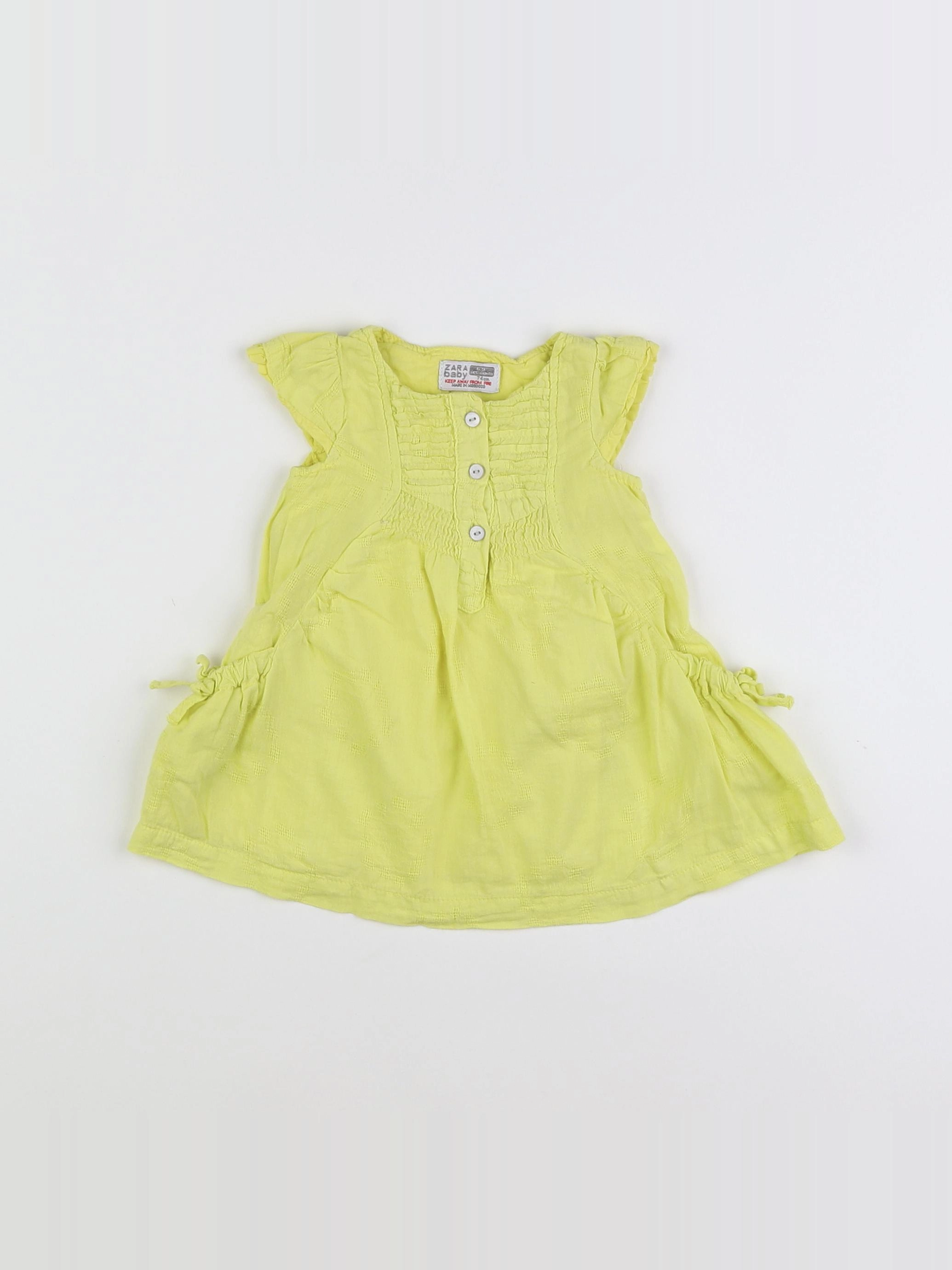 Zara - robe jaune fluo - 6/9 mois