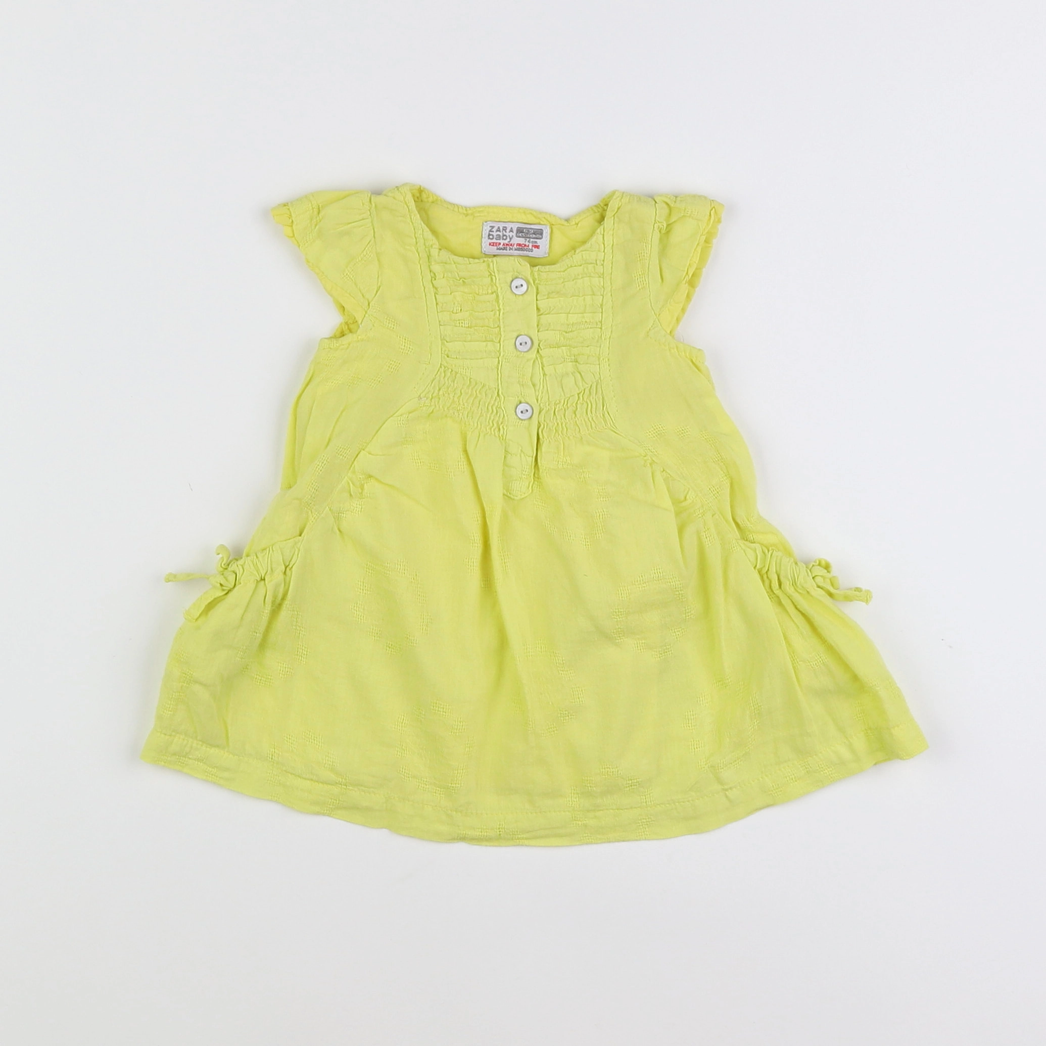 Zara - robe jaune fluo - 6/9 mois