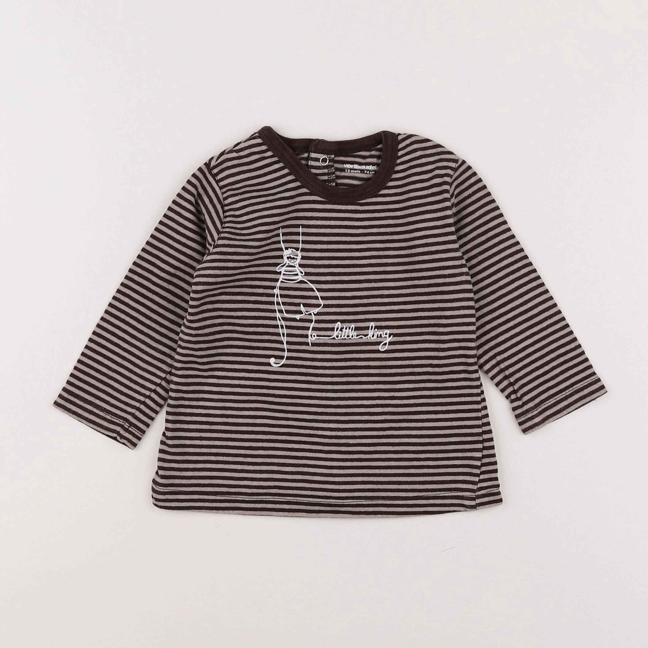 Vertbaudet - tee-shirt taupe - 12 mois
