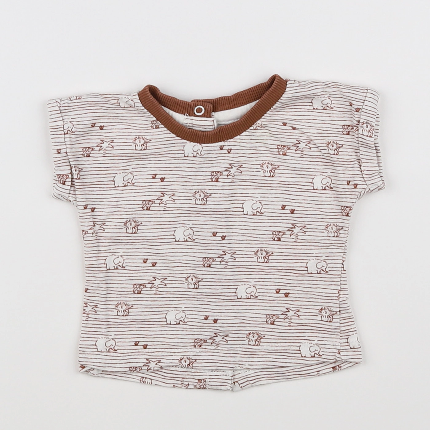 Vertbaudet - tee-shirt marron, blanc - 6 mois