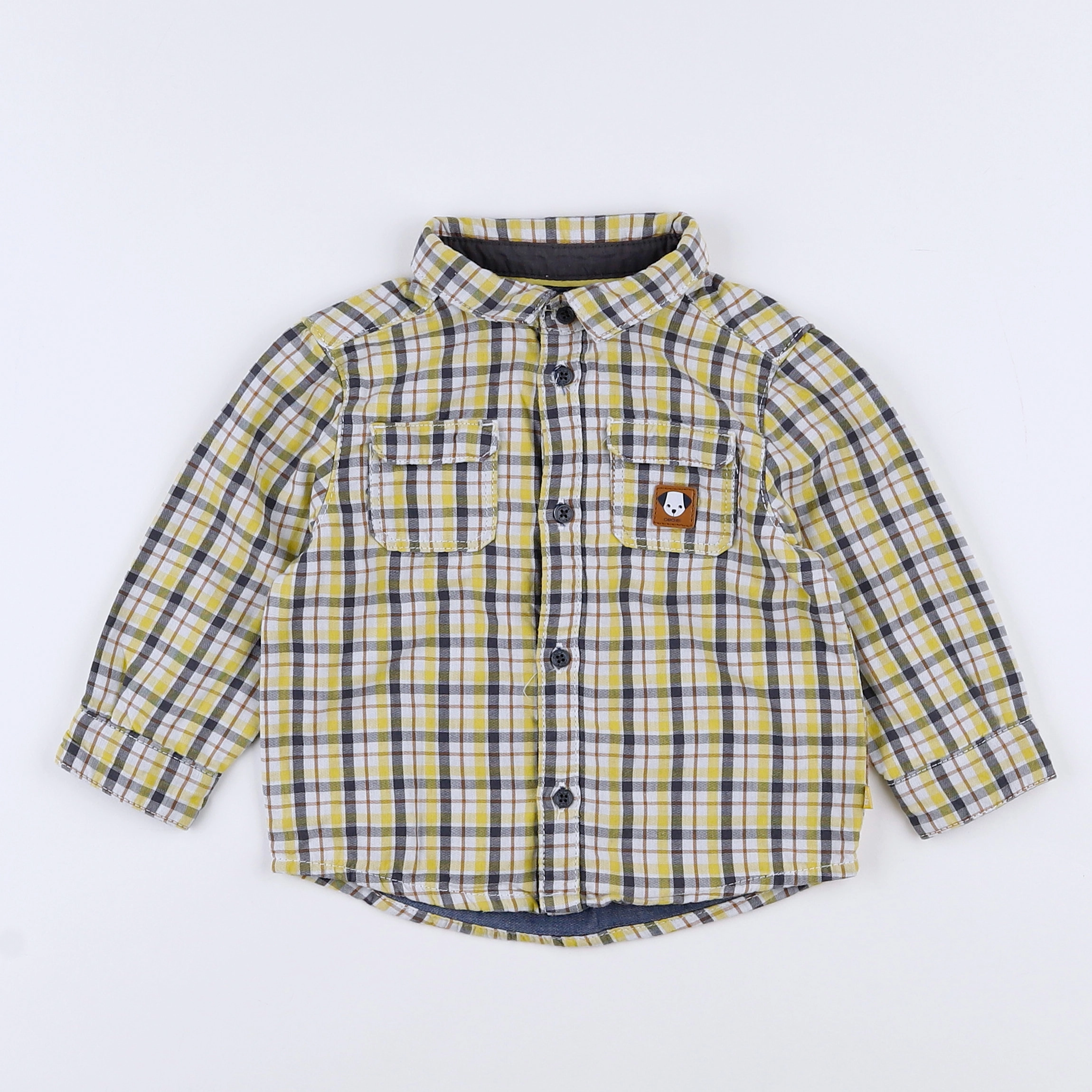 H&M - chemise jaune, gris - 12 mois