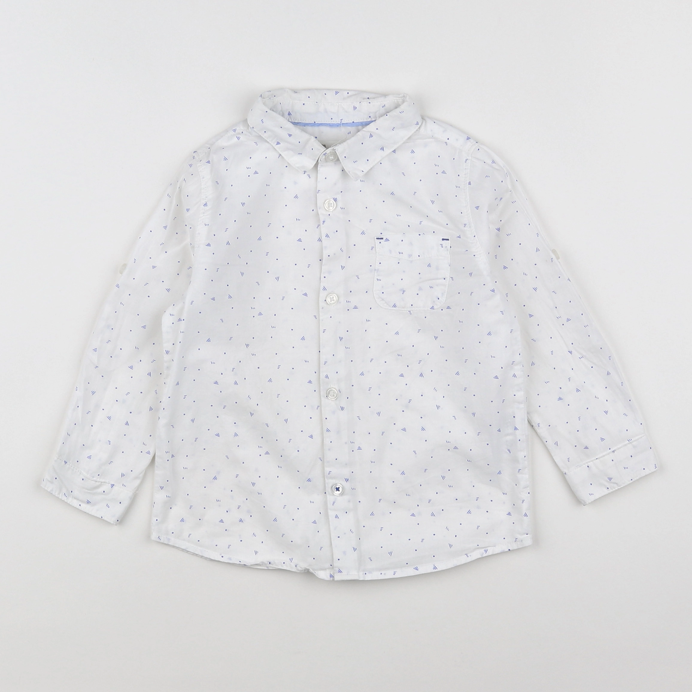 Zara - chemise blanc, bleu - 2/3 ans