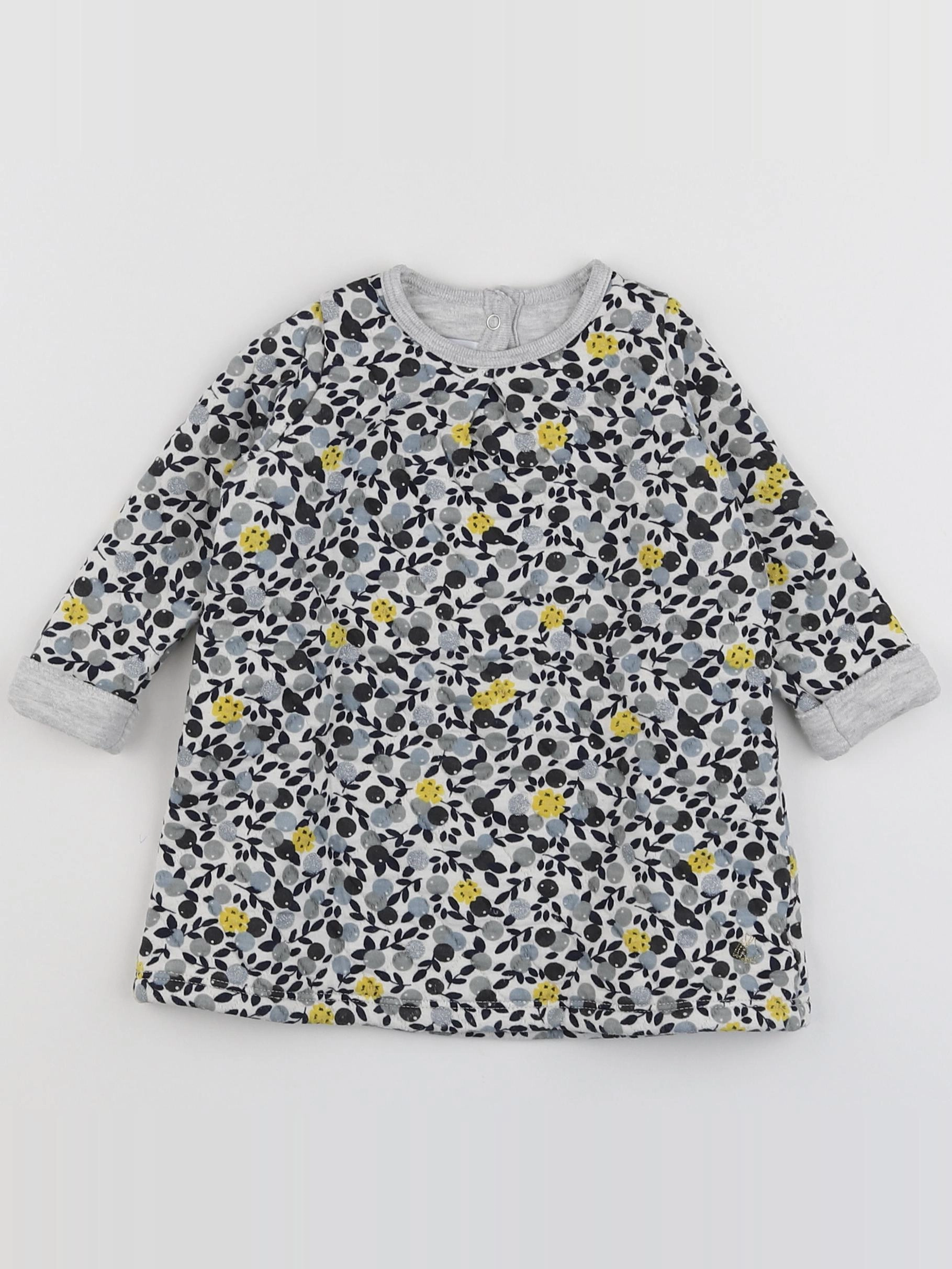 Petit Bateau - robe gris, jaune - 12 mois