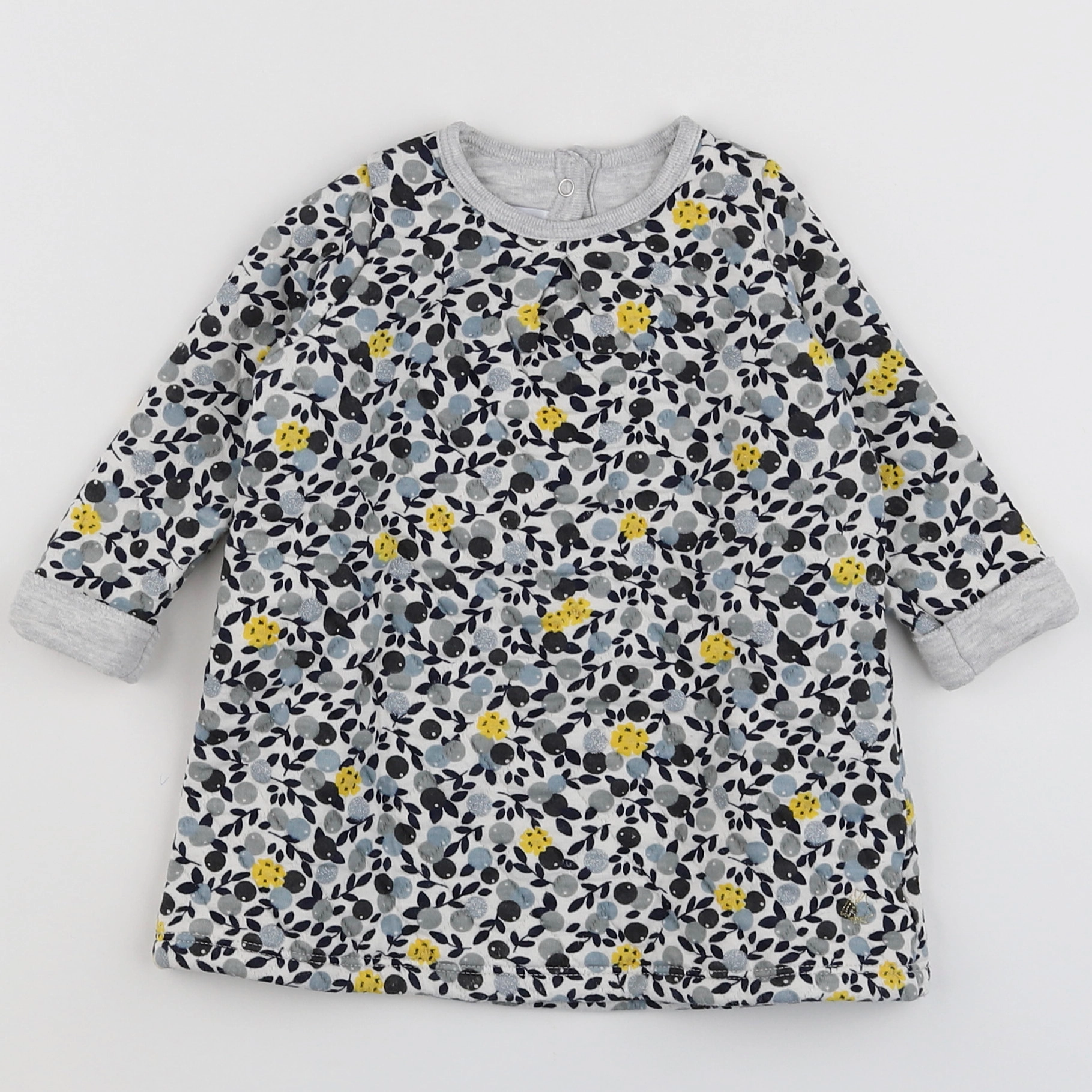 Petit Bateau - robe gris, jaune - 12 mois