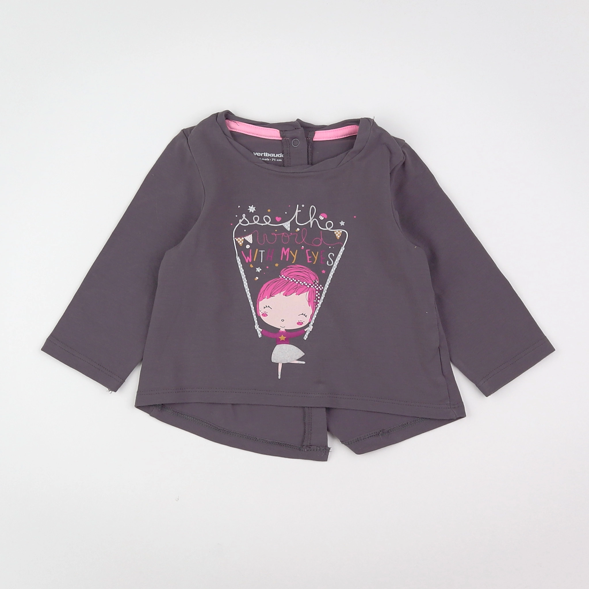 Vertbaudet - tee-shirt gris - 9 mois