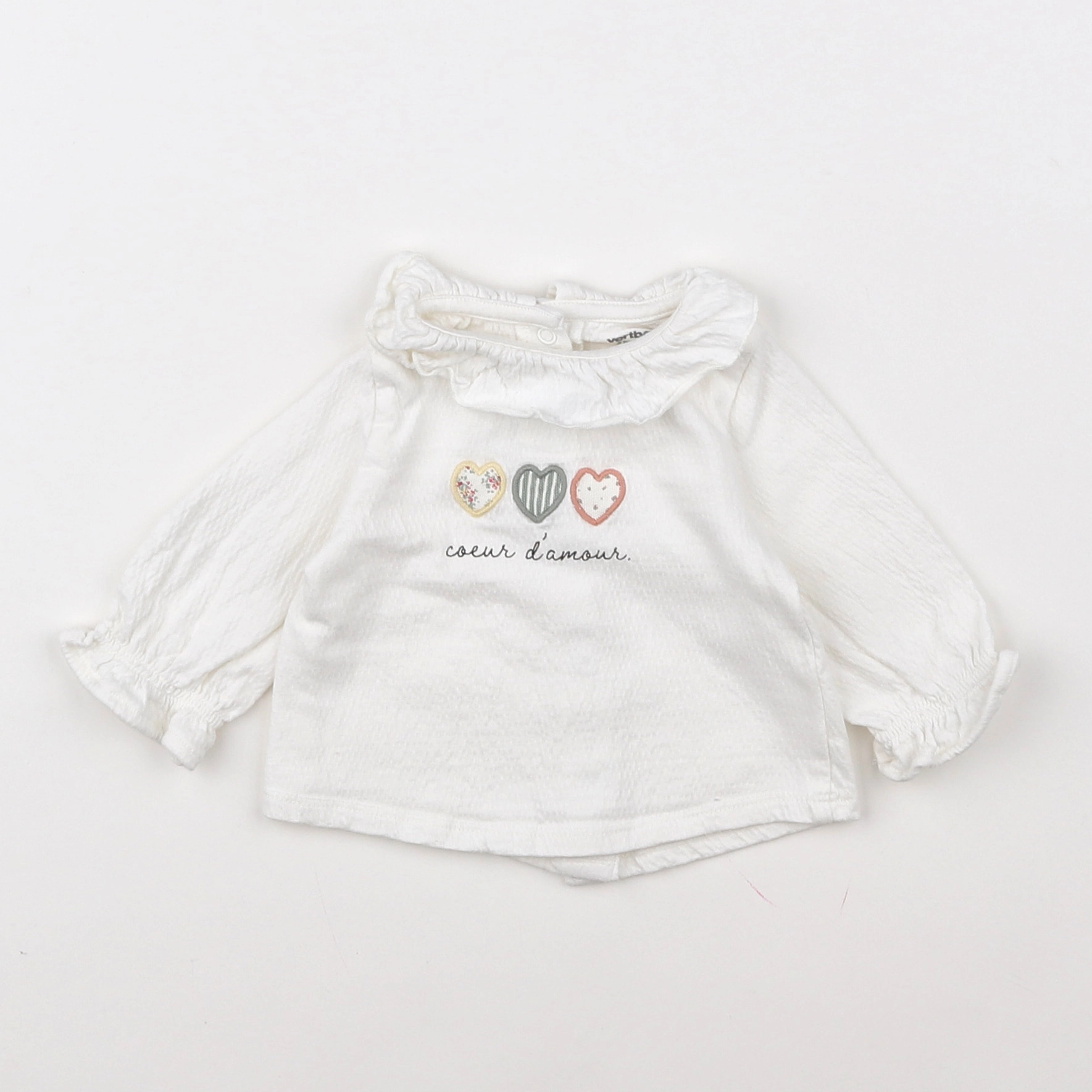 Vertbaudet - tee-shirt blanc - 3 mois