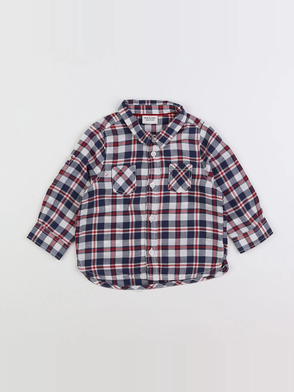 Tape à l'oeil - chemise blanc, bleu - 12 mois