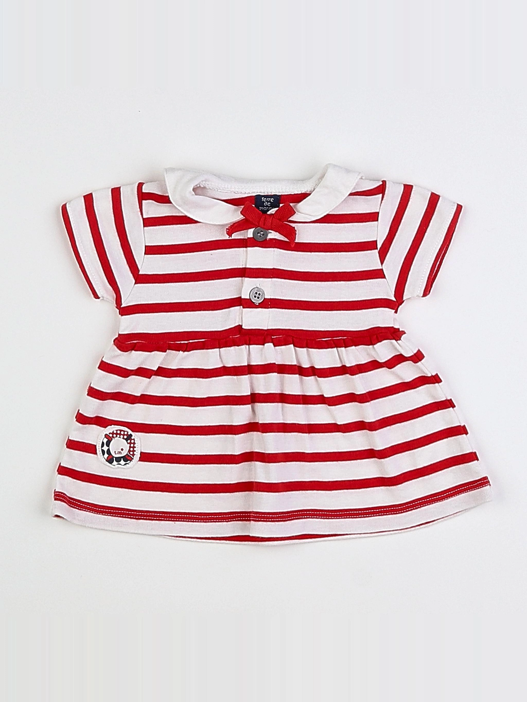 Terre de marins - tee-shirt blanc, rouge - 3 mois