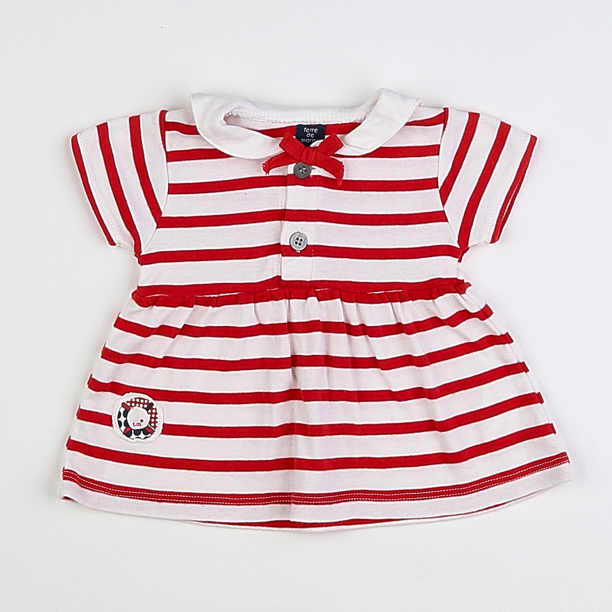 Terre de marins - tee-shirt blanc, rouge - 3 mois