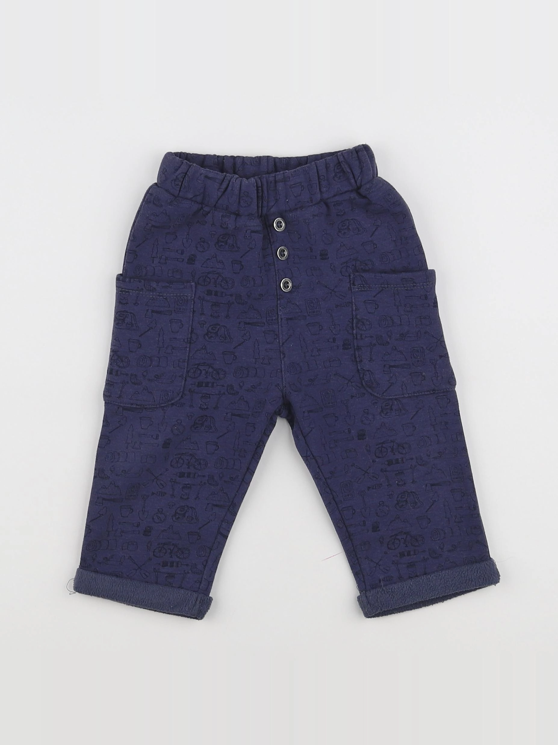 Vertbaudet - jogging blanc, bleu - 9 mois