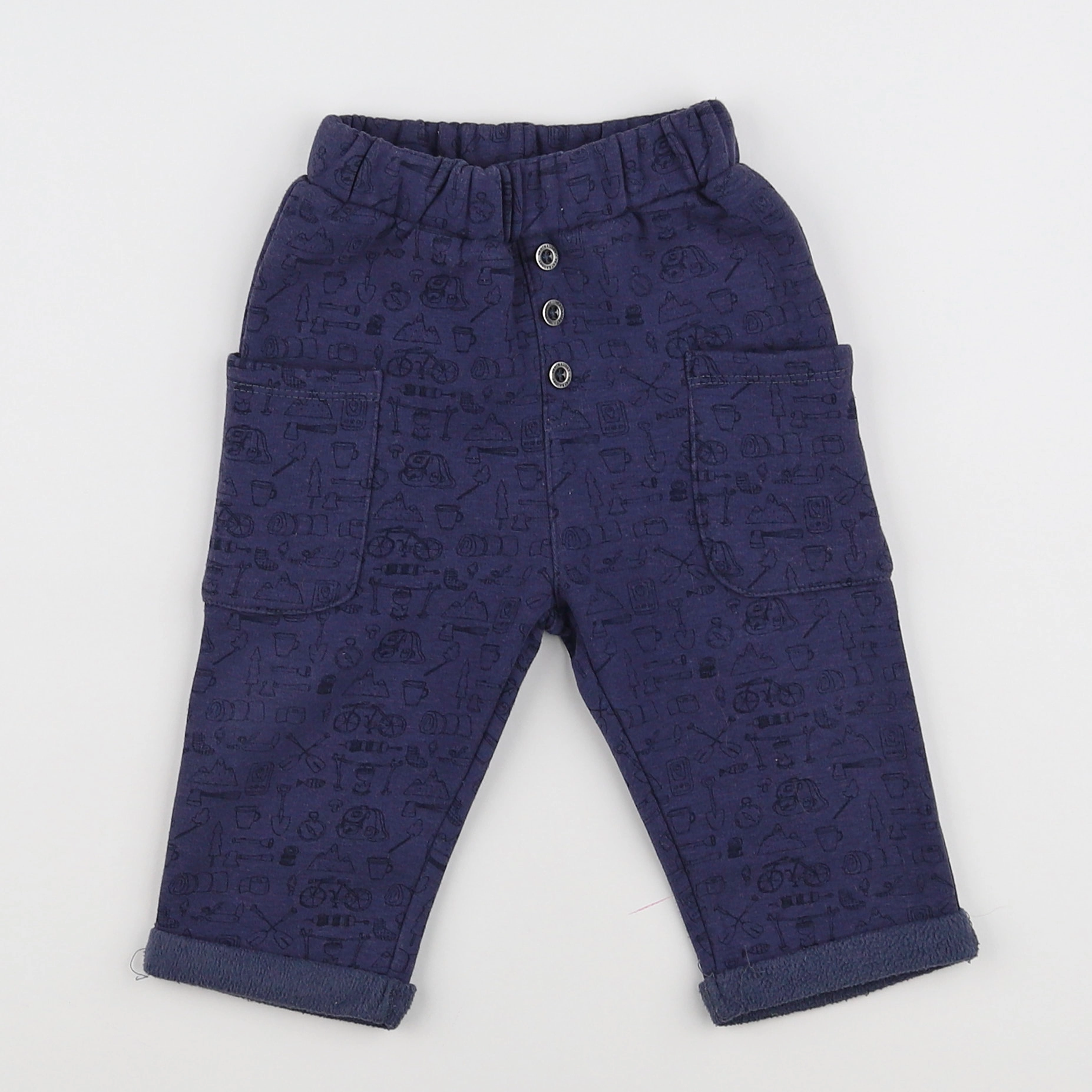 Vertbaudet - jogging blanc, bleu - 9 mois