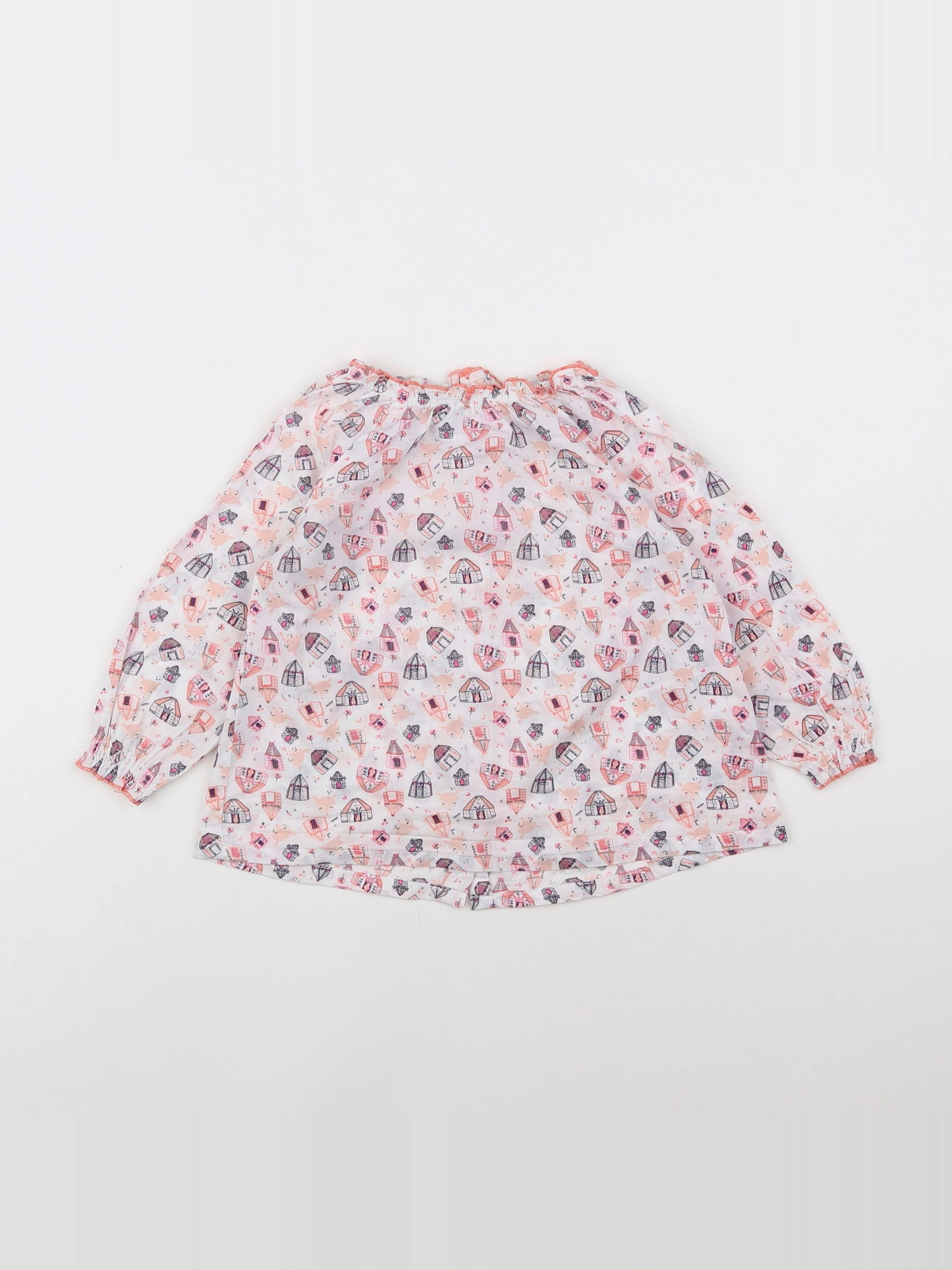 Vertbaudet - blouse blanc, rose - 18 mois
