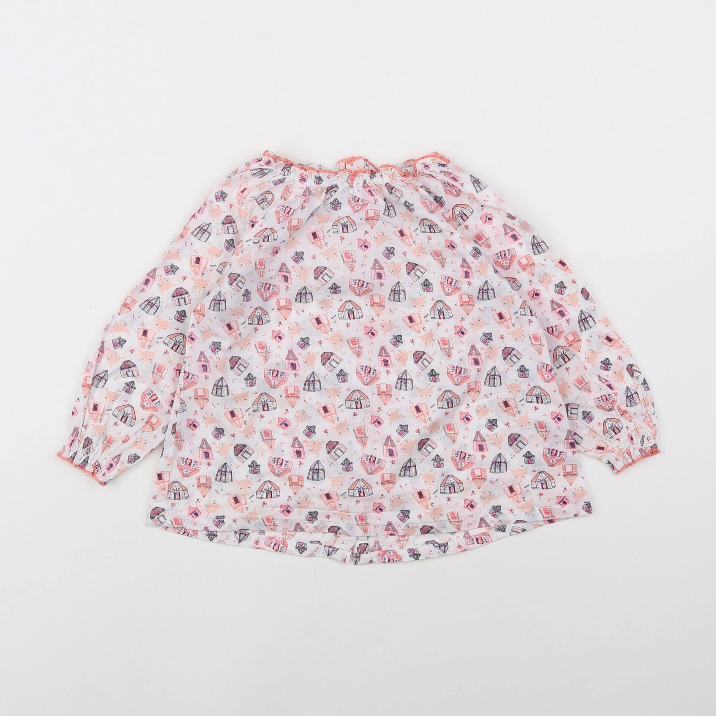 Vertbaudet - blouse blanc, rose - 18 mois