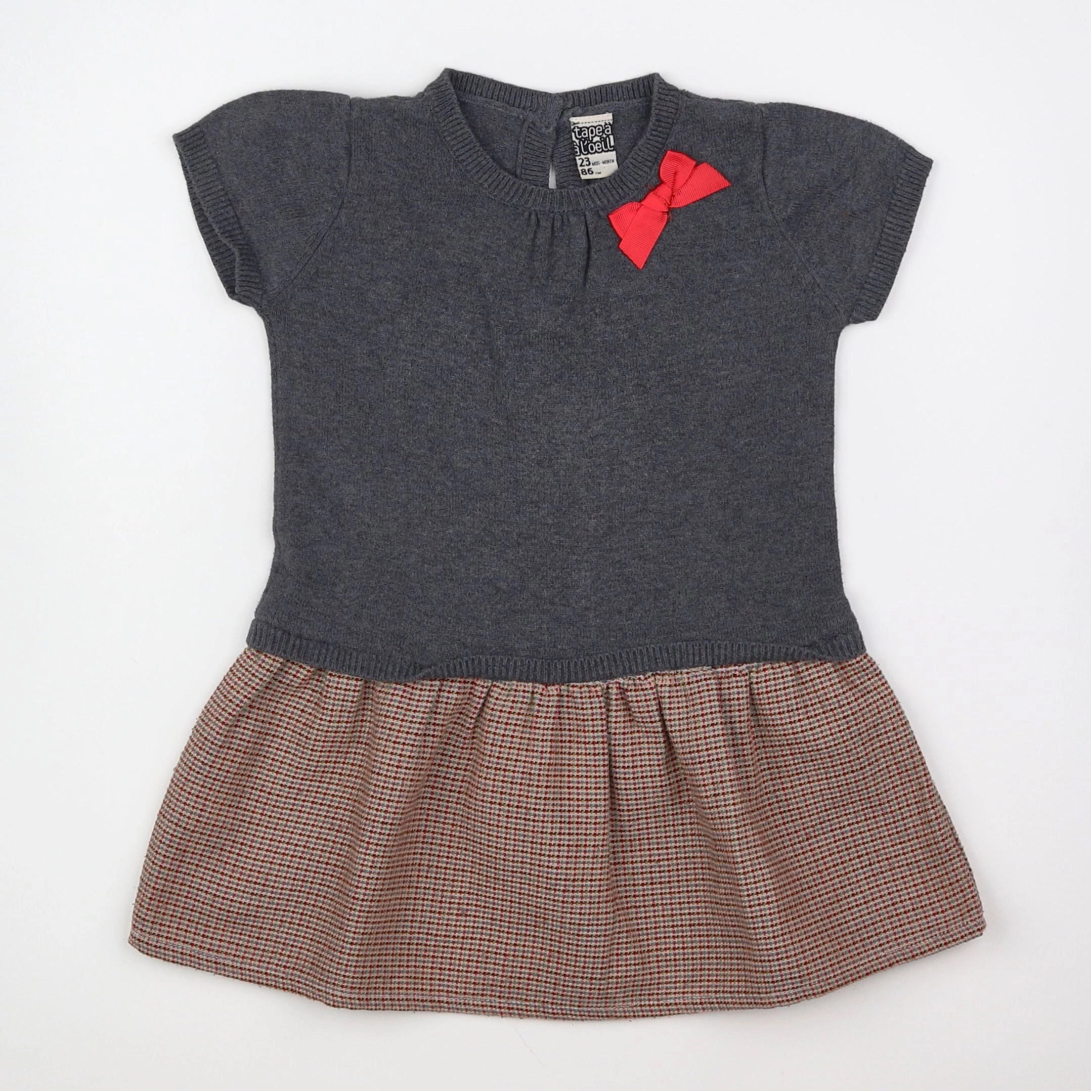 Tape à l'oeil - robe marron, gris - 2 ans