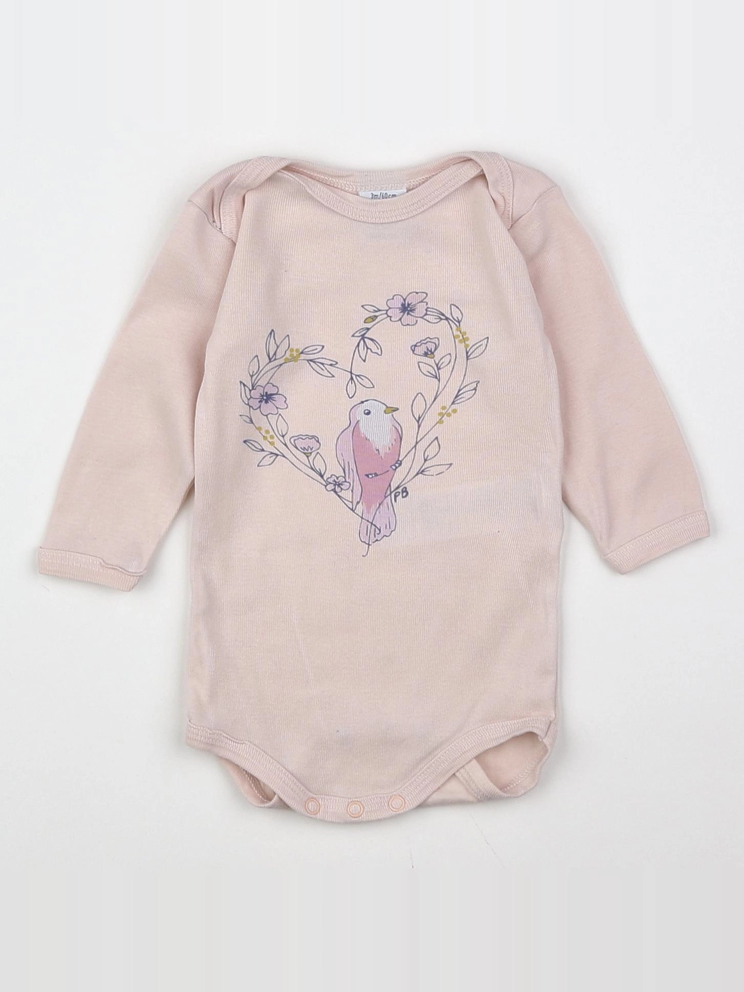 Petit Bateau - body rose, blanc - 3 mois