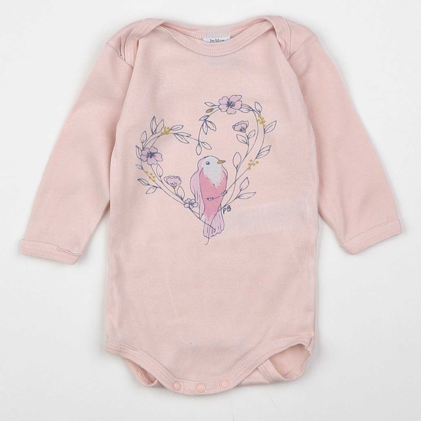 Petit Bateau - body rose, blanc - 3 mois