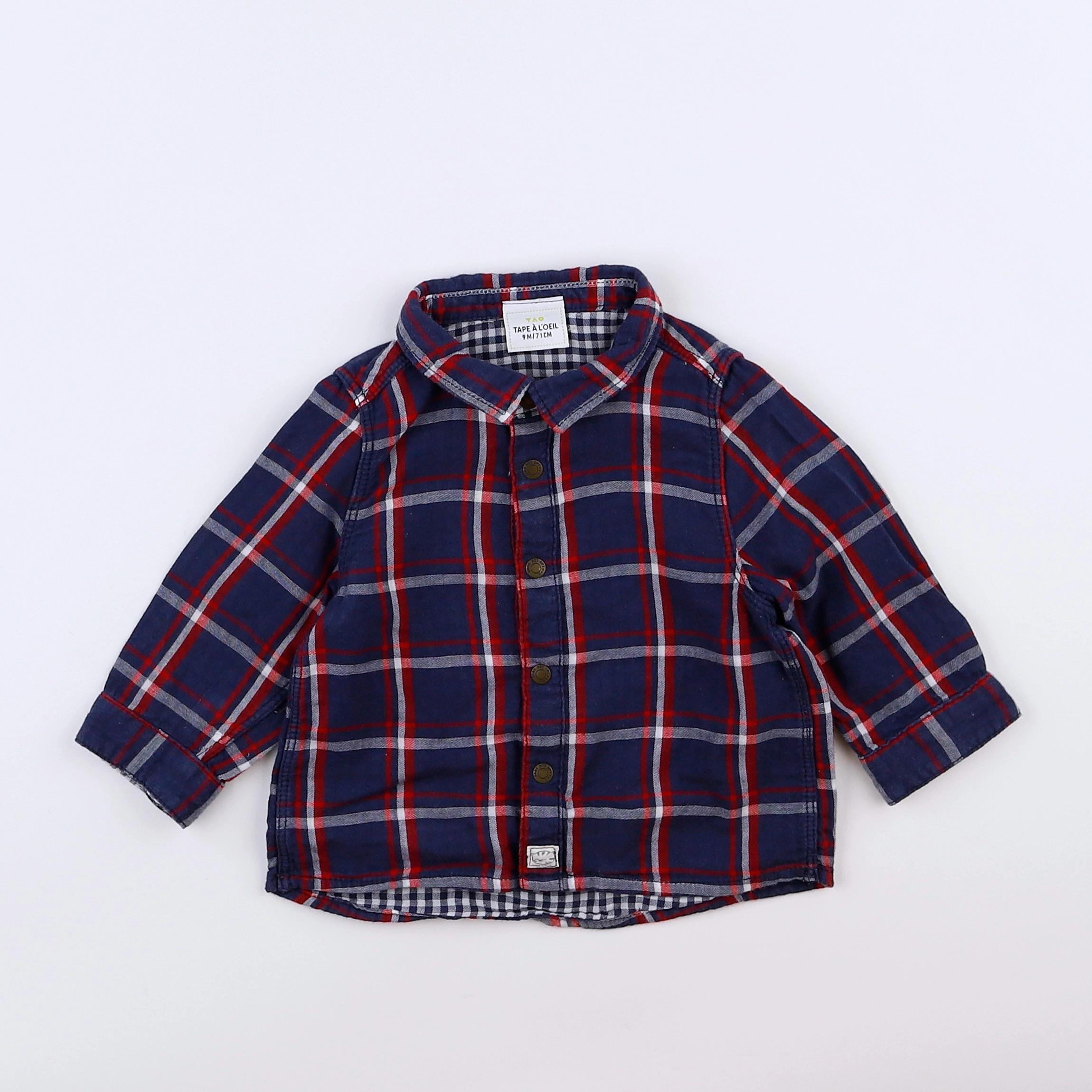 Tape à l'oeil - chemise bleu, rouge - 9 mois