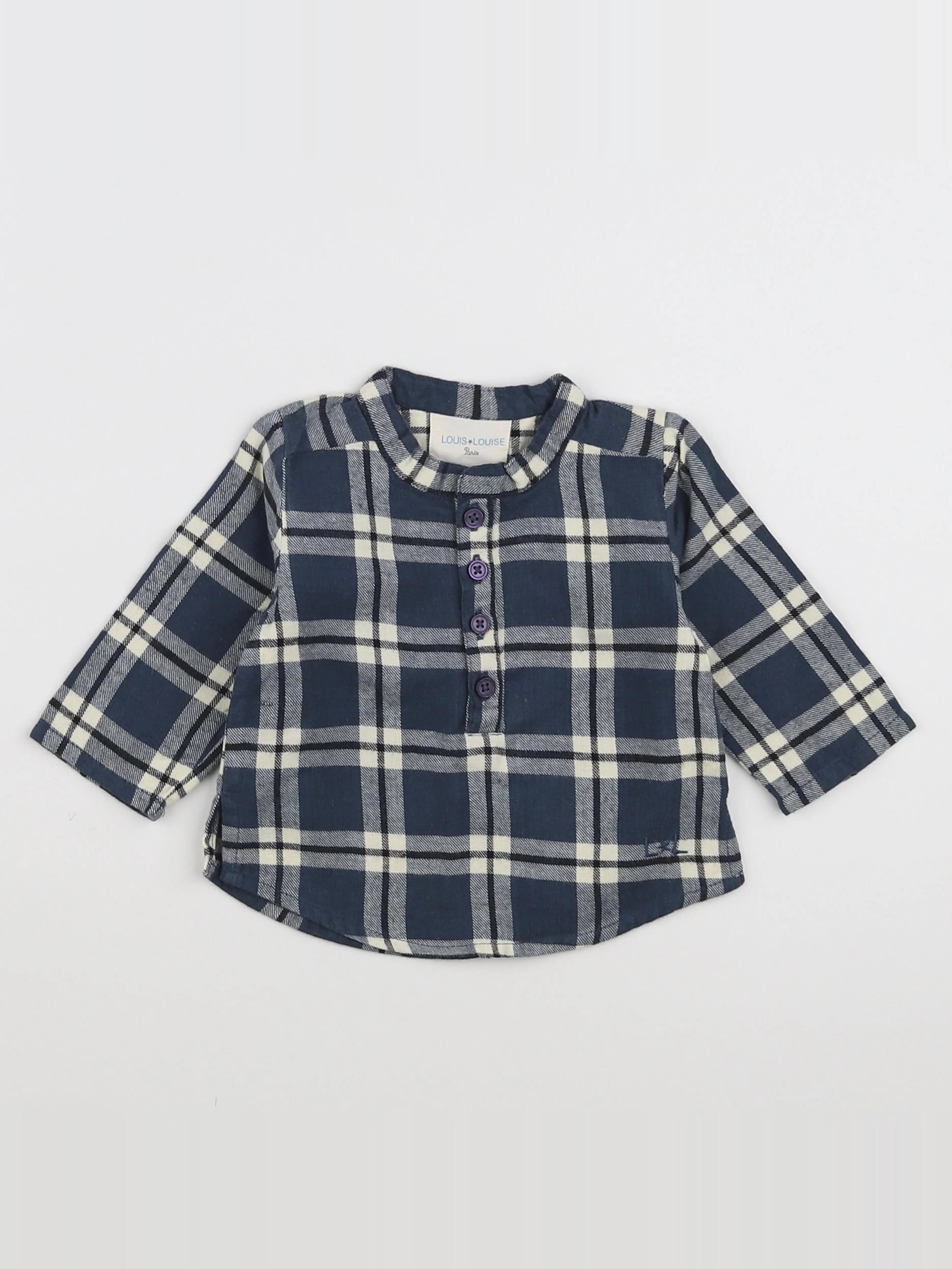 Louis Louise - chemise vert, blanc - 3 mois