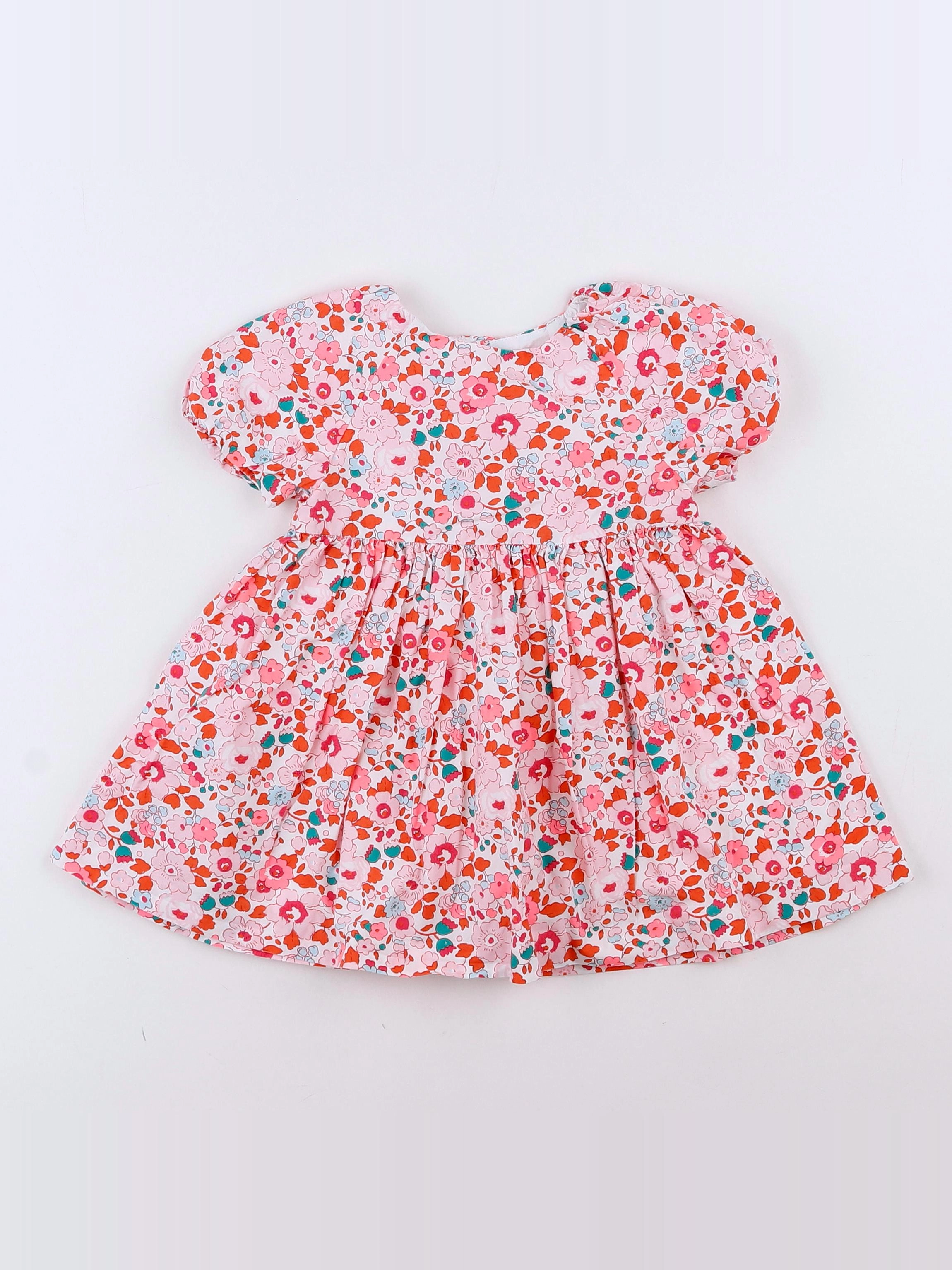 Jacadi - robe liberty blanc, rose - 12 mois