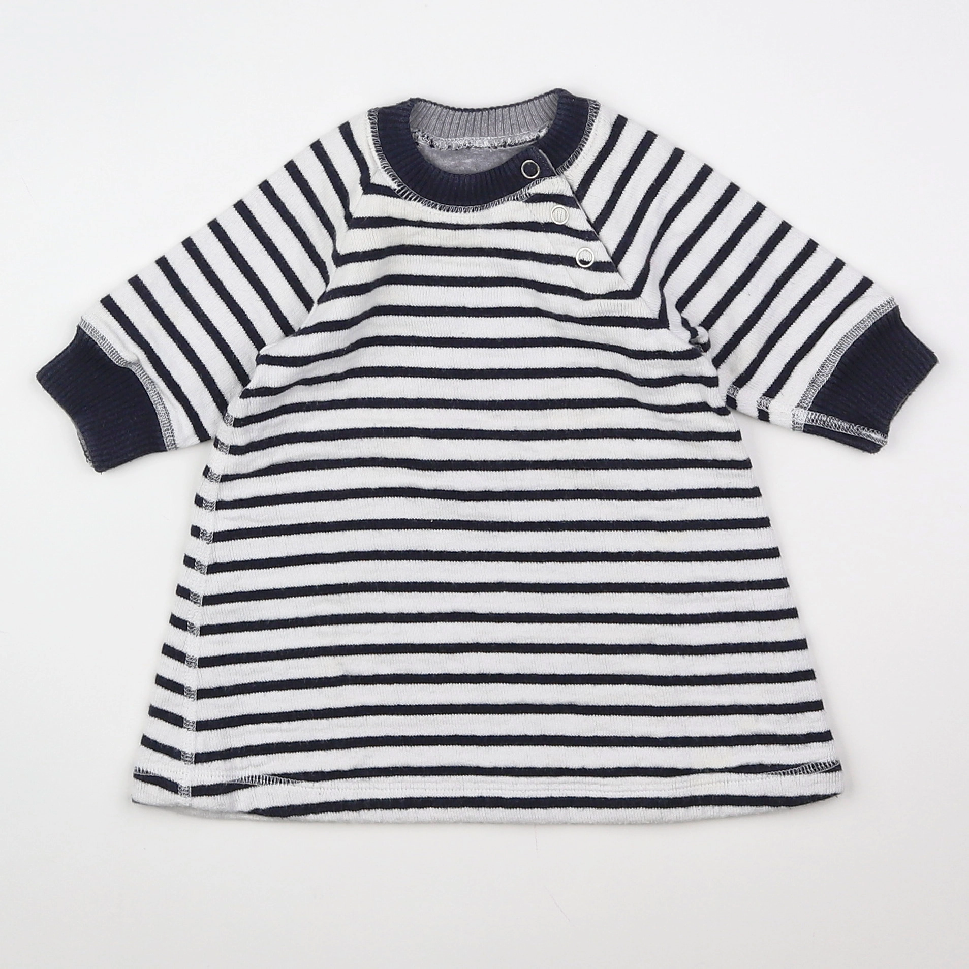 Petit Bateau - robe blanc, bleu - 3 mois