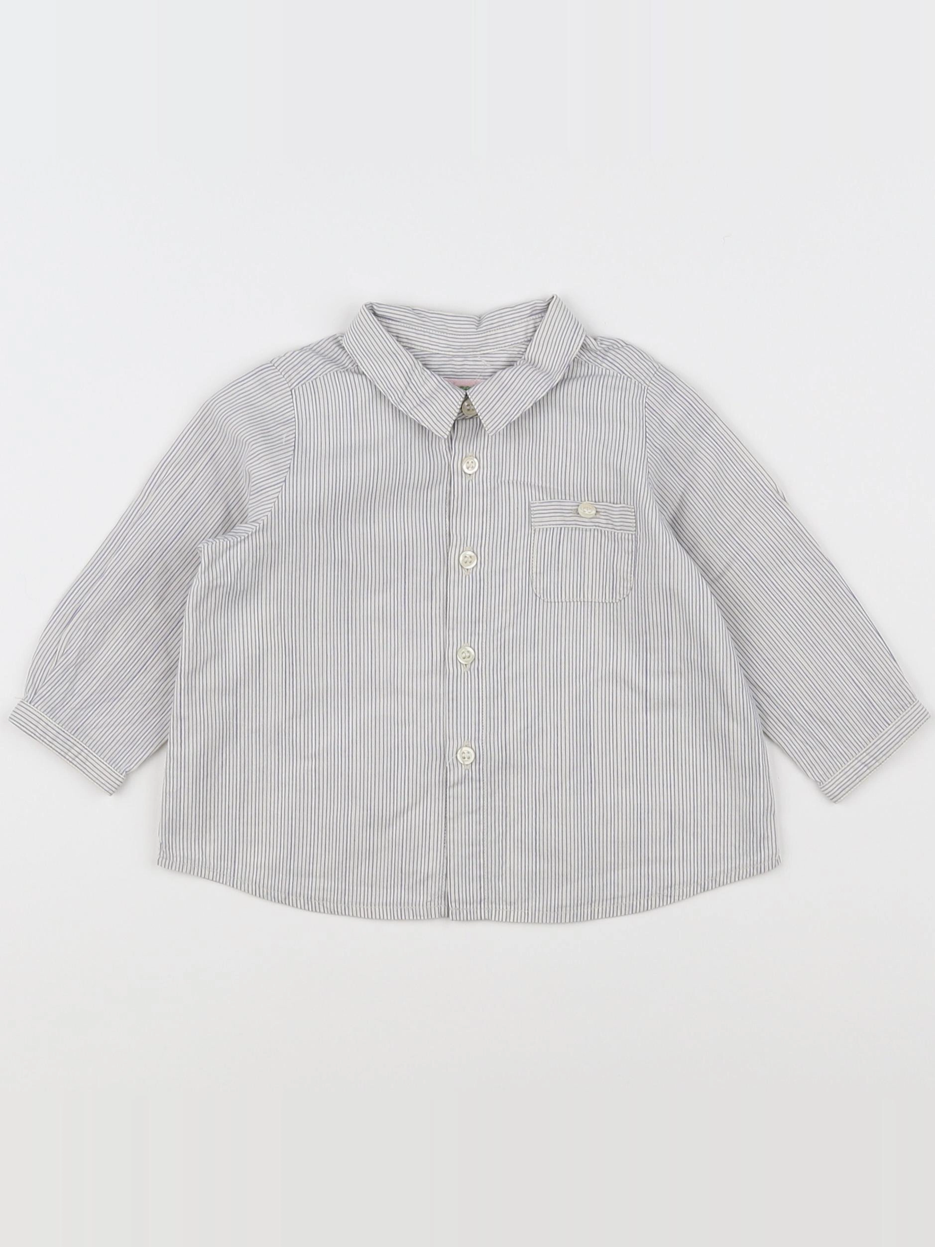 Bonpoint - chemise blanc, bleu - 6 mois