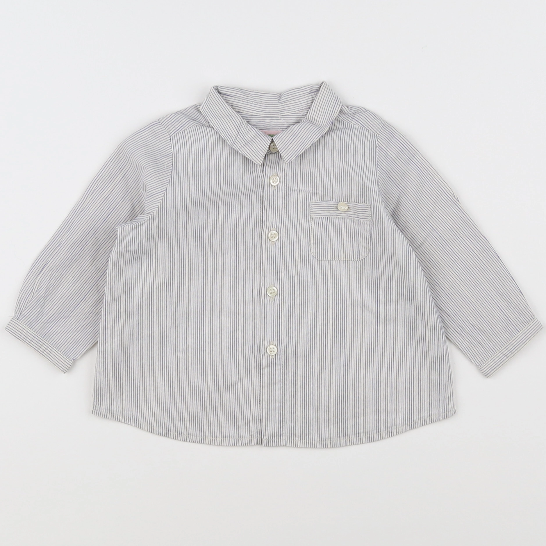 Bonpoint - chemise blanc, bleu - 6 mois