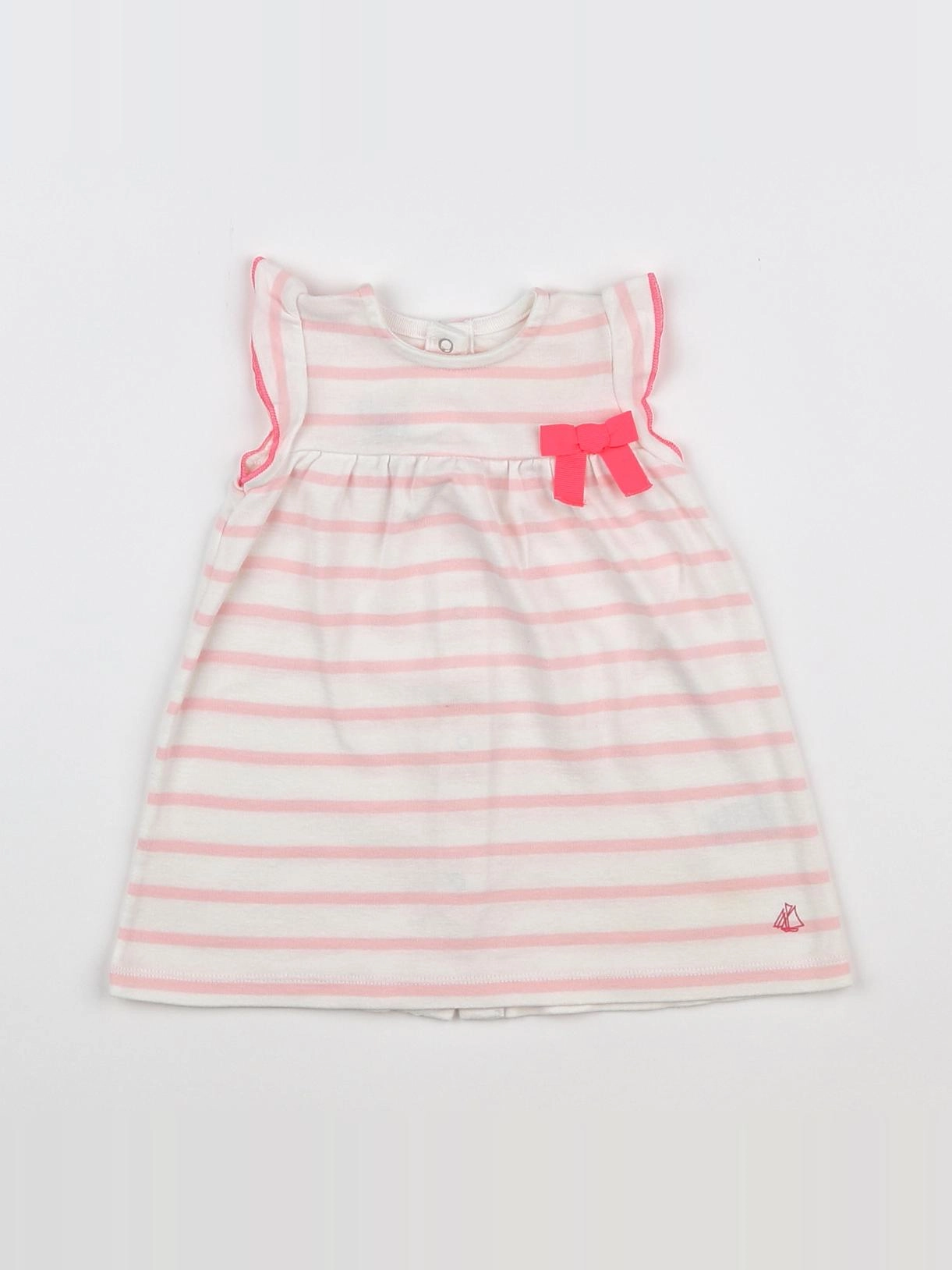 Petit Bateau - robe blanc, rose - 3 mois