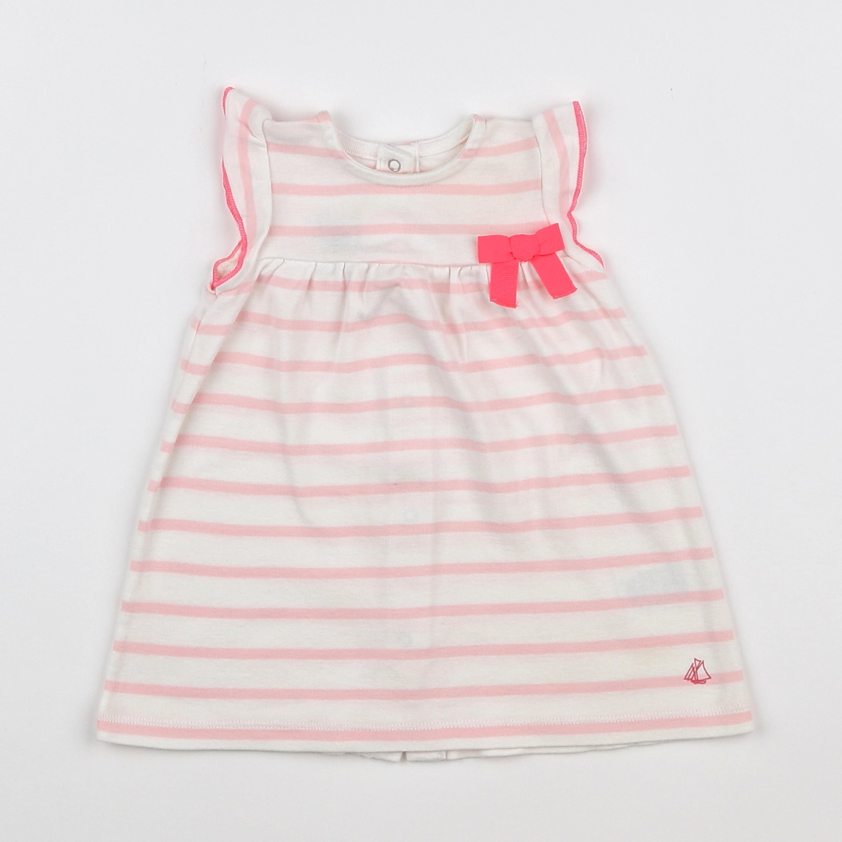 Petit Bateau - robe blanc, rose - 3 mois