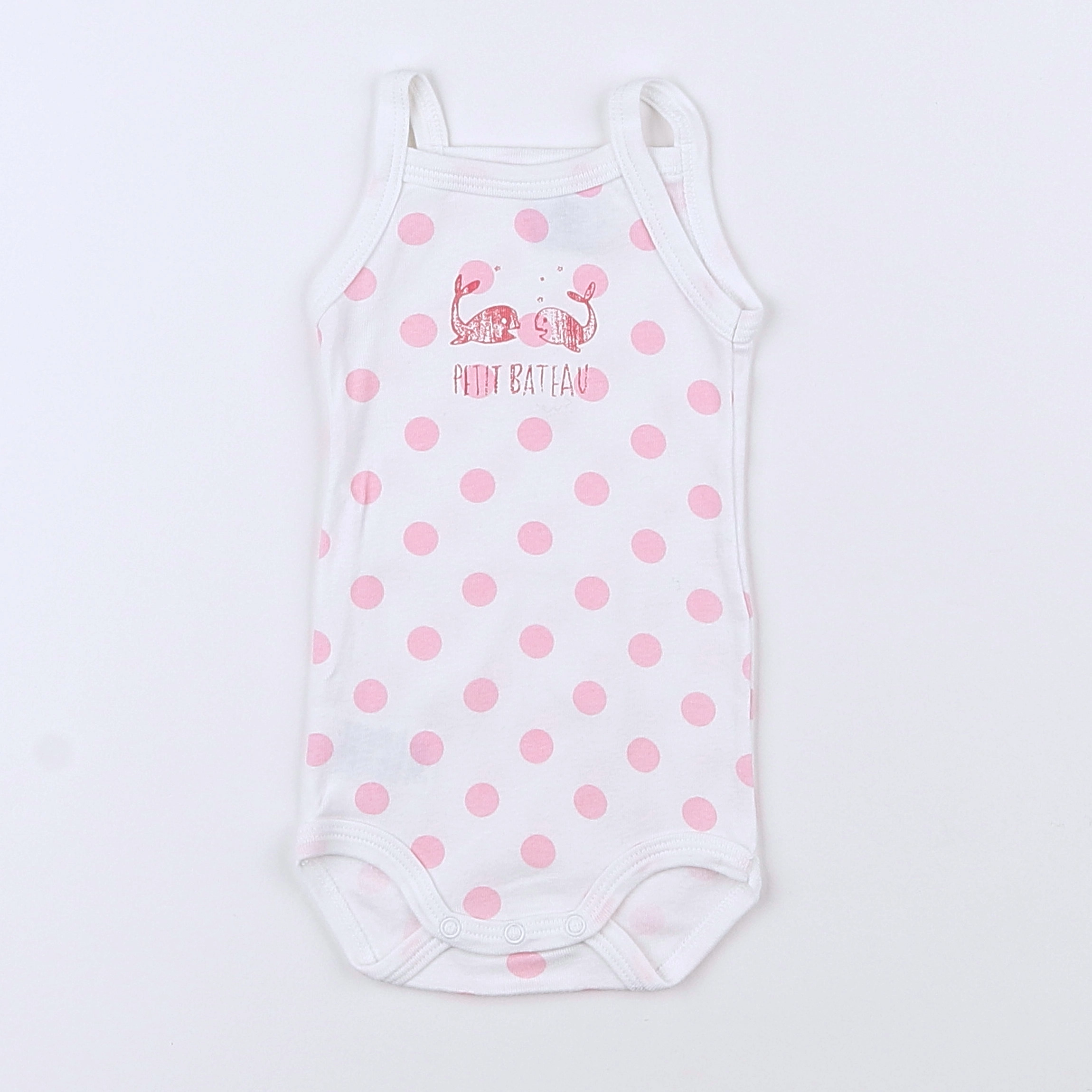 Petit Bateau - body blanc, rose - 3 mois