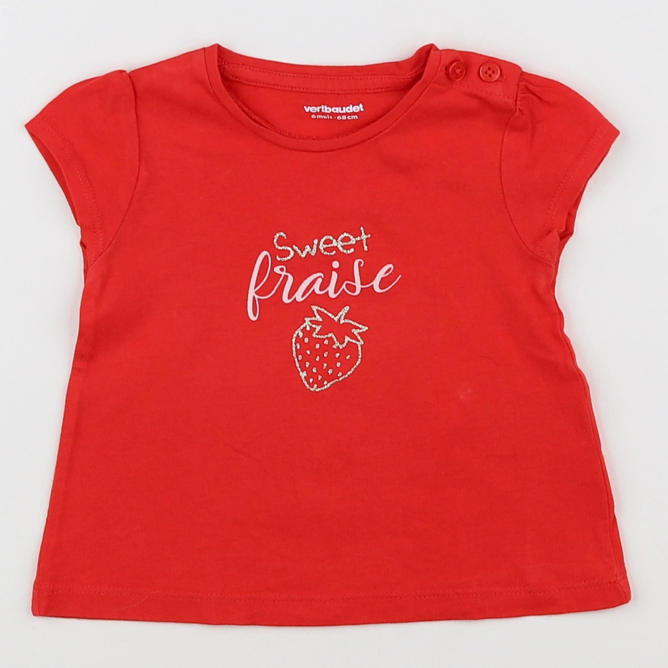 Vertbaudet - tee-shirt rouge - 6 mois