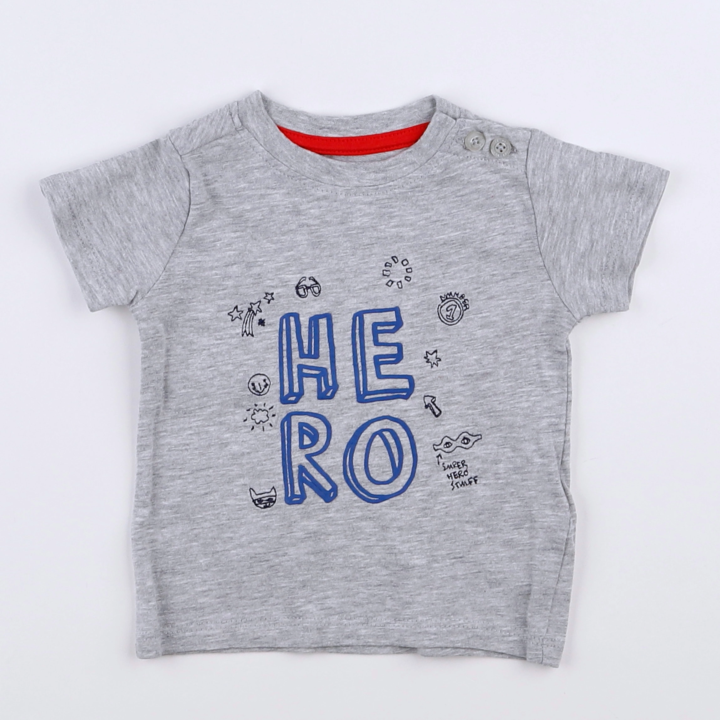 Vertbaudet - tee-shirt gris, bleu - 3 mois
