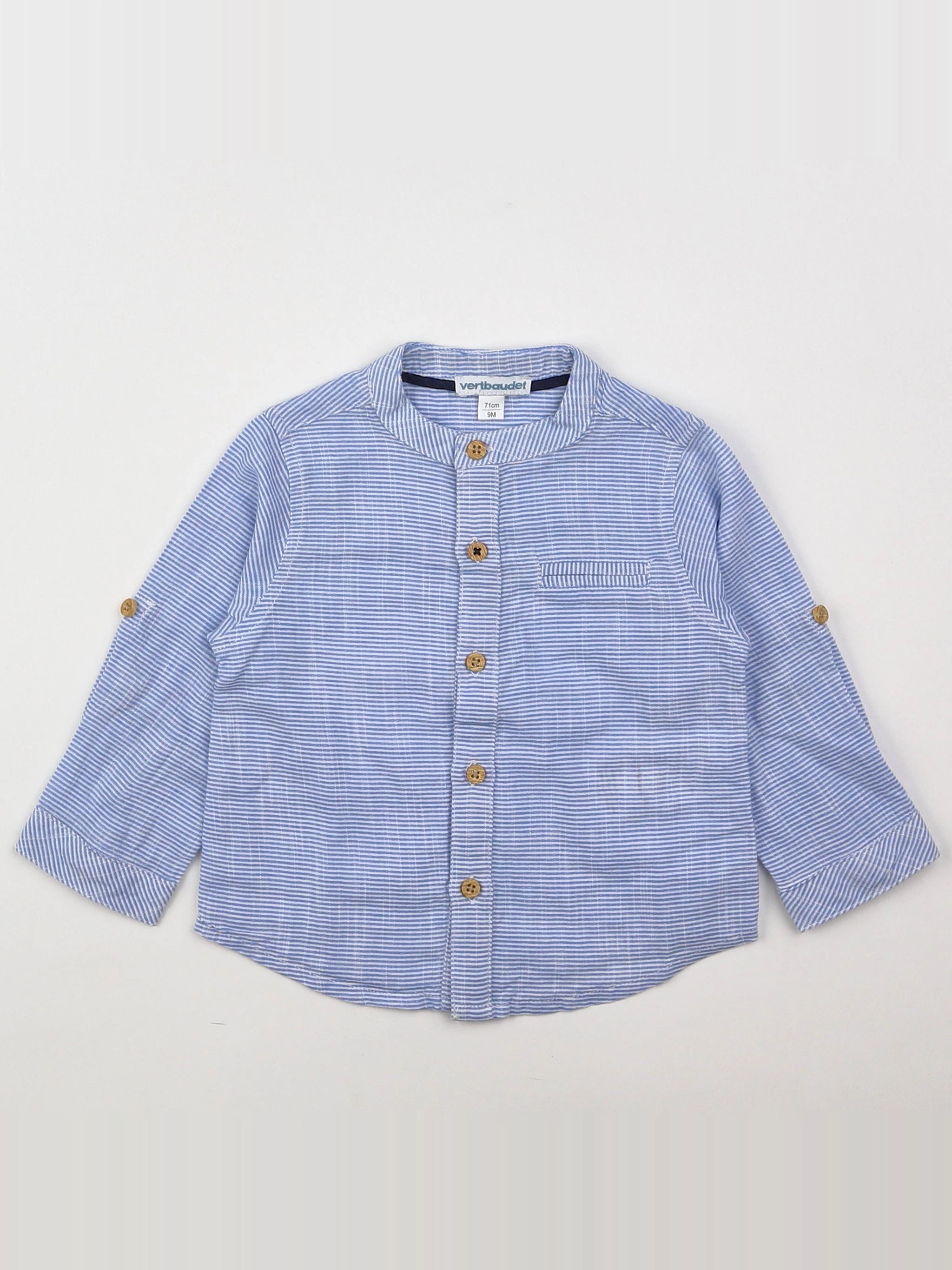 Vertbaudet - chemise bleu - 9 mois