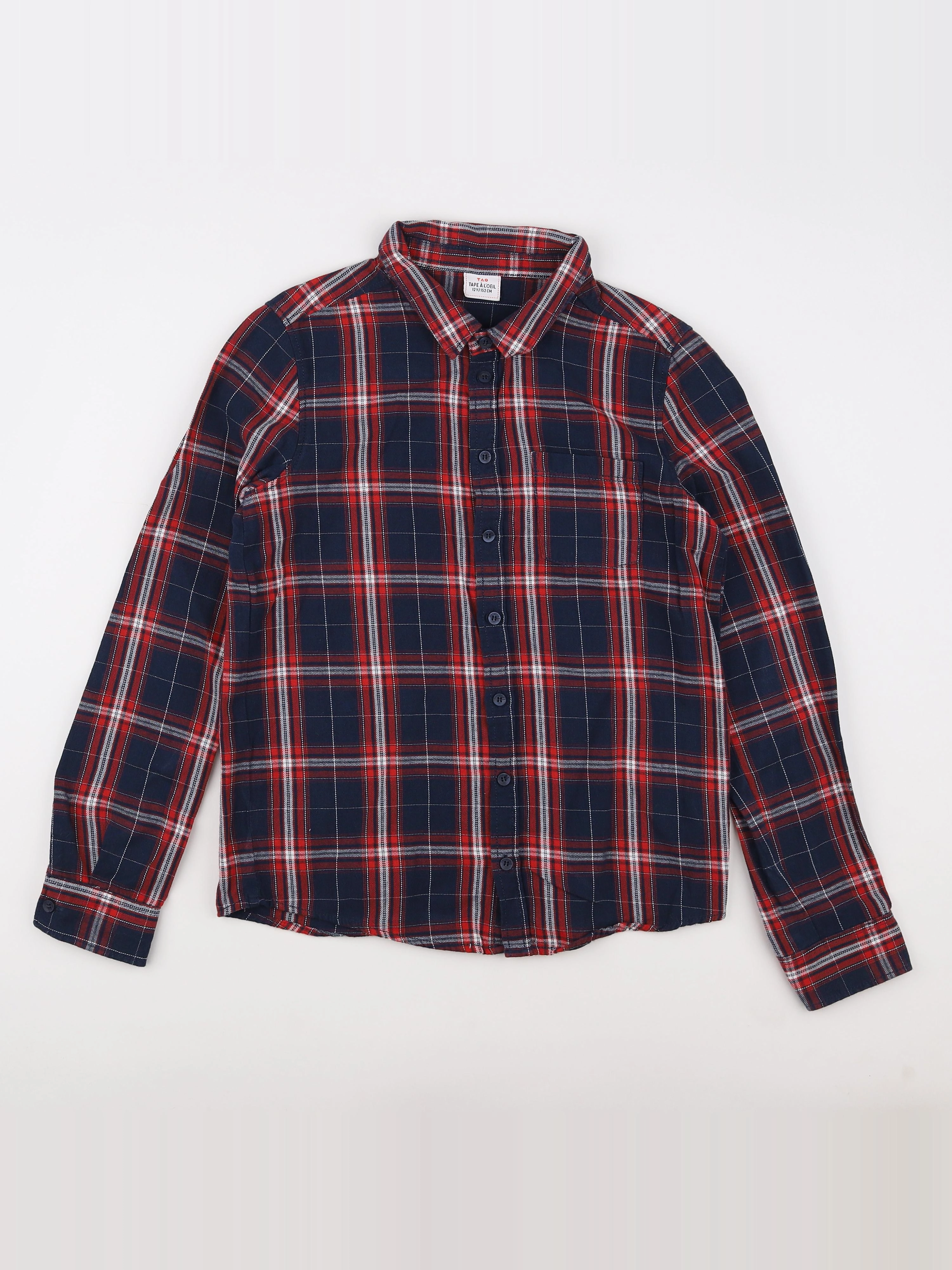 Tape à l'oeil - chemise bleu, rouge - 12 ans