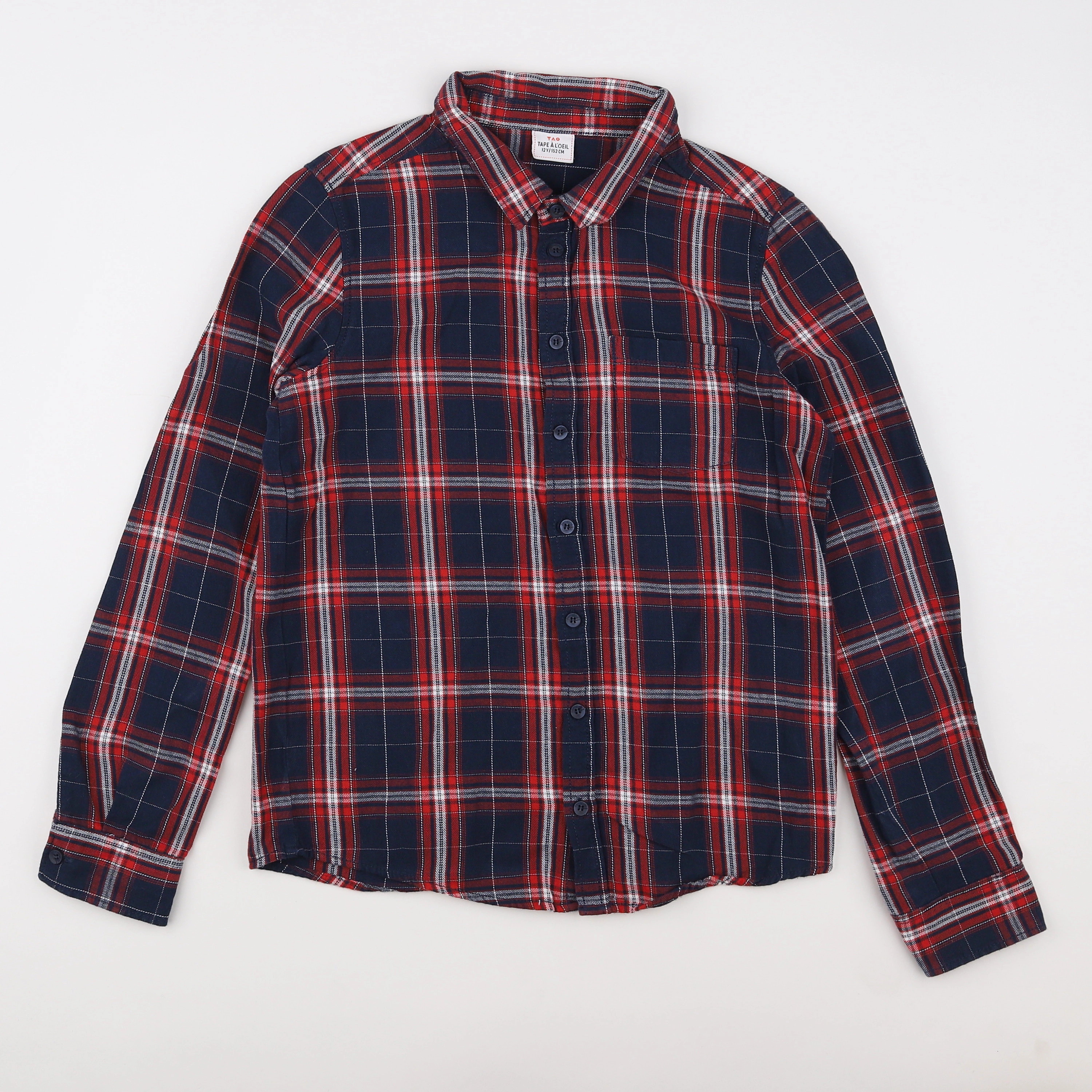 Tape à l'oeil - chemise bleu, rouge - 12 ans
