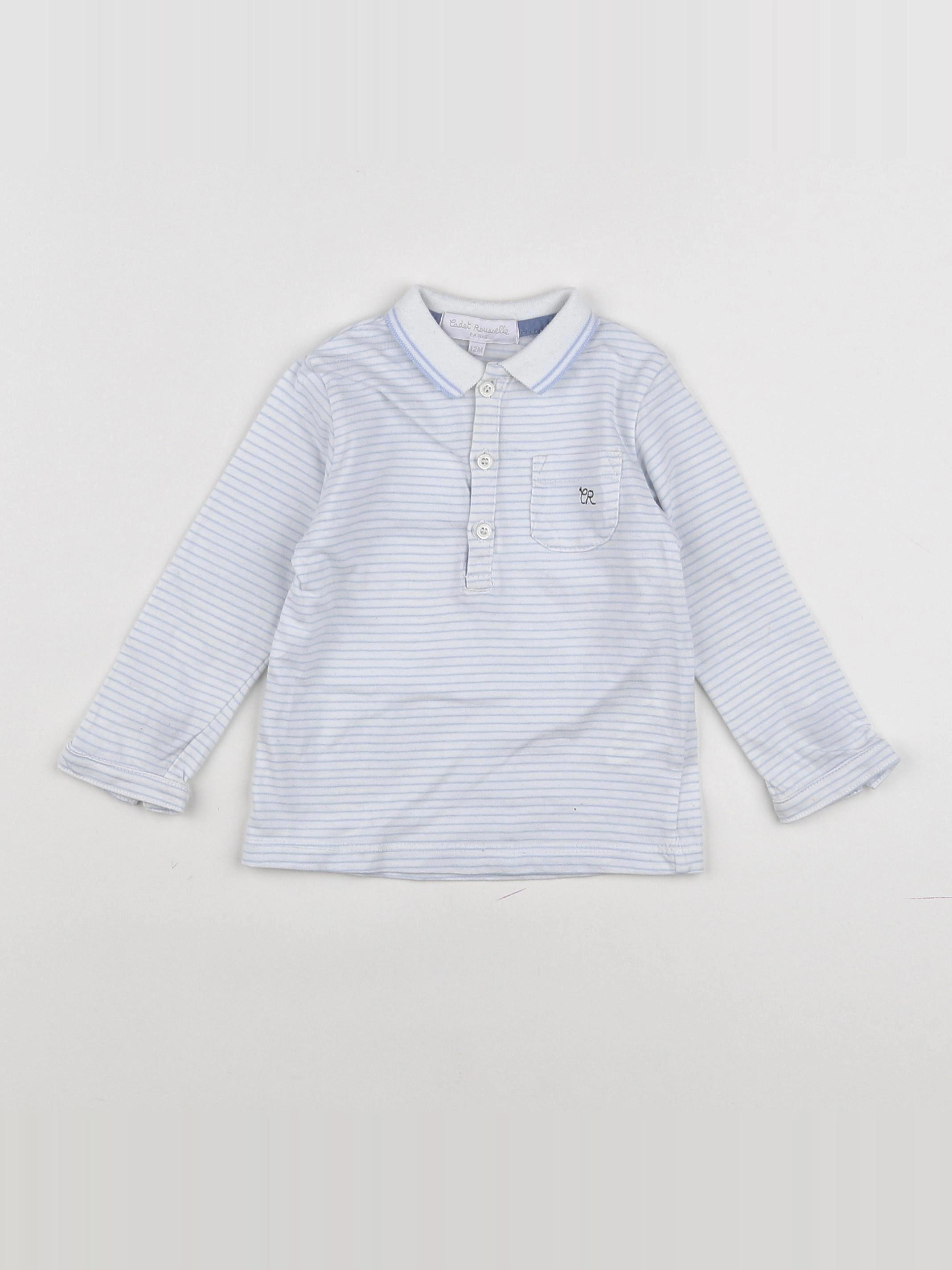 Cadet Rousselle - polo blanc, bleu - 12 mois
