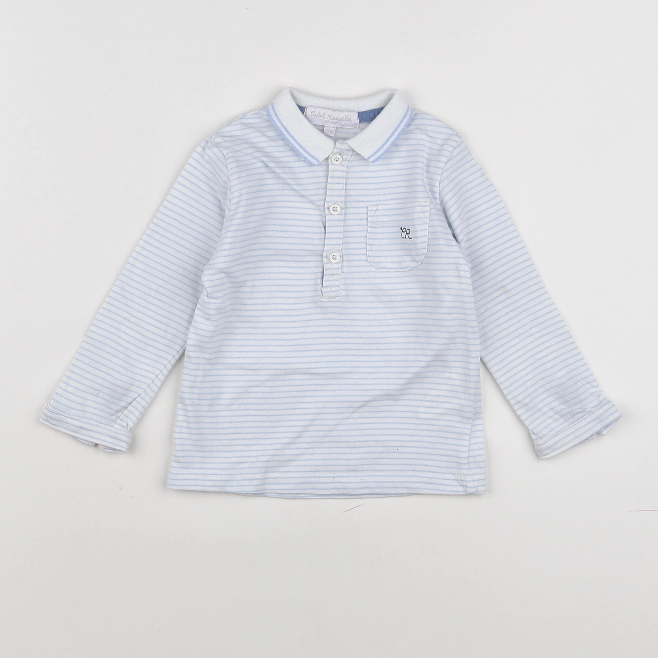 Cadet Rousselle - polo blanc, bleu - 12 mois