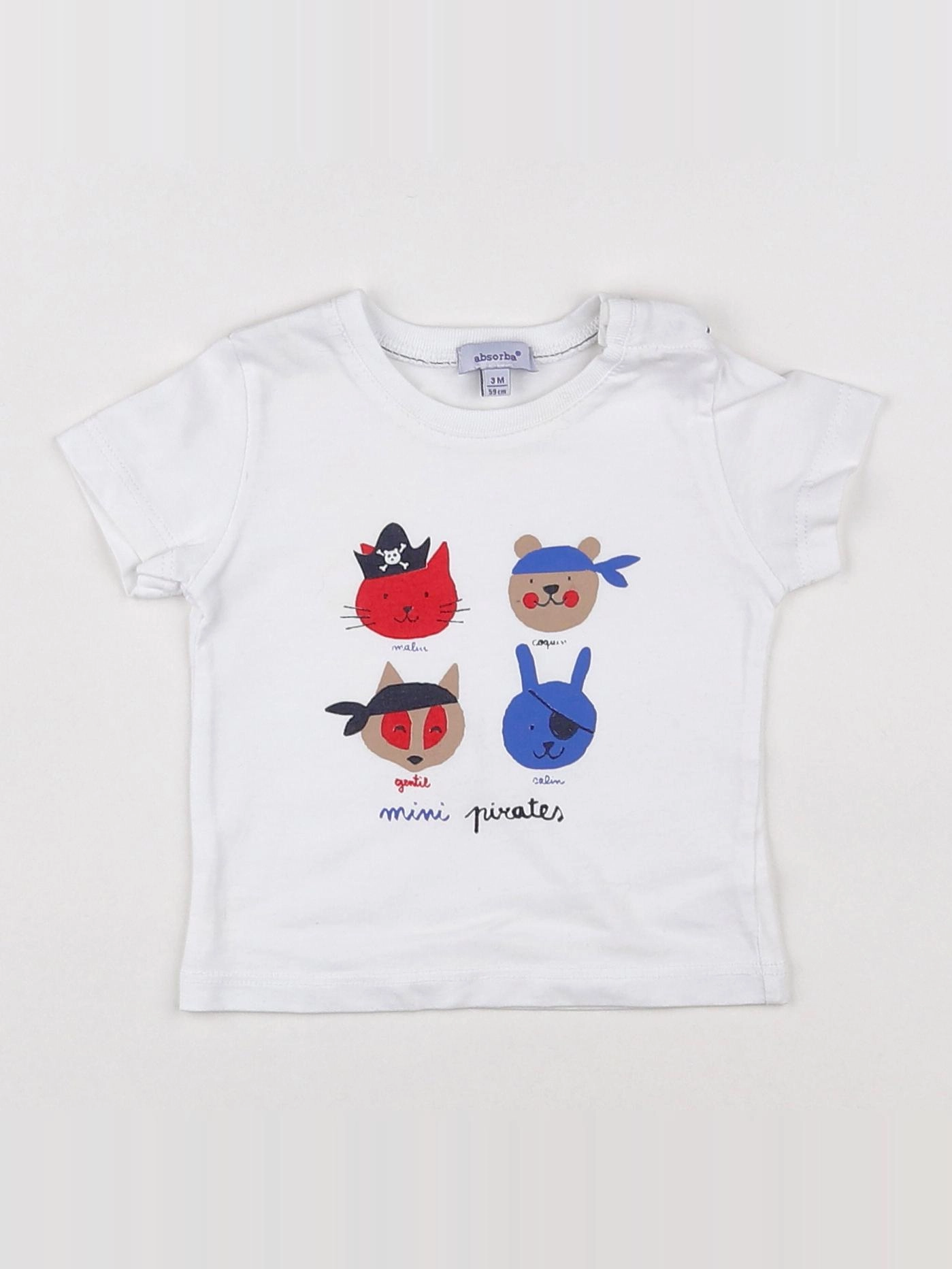Absorba - tee-shirt blanc - 3 mois