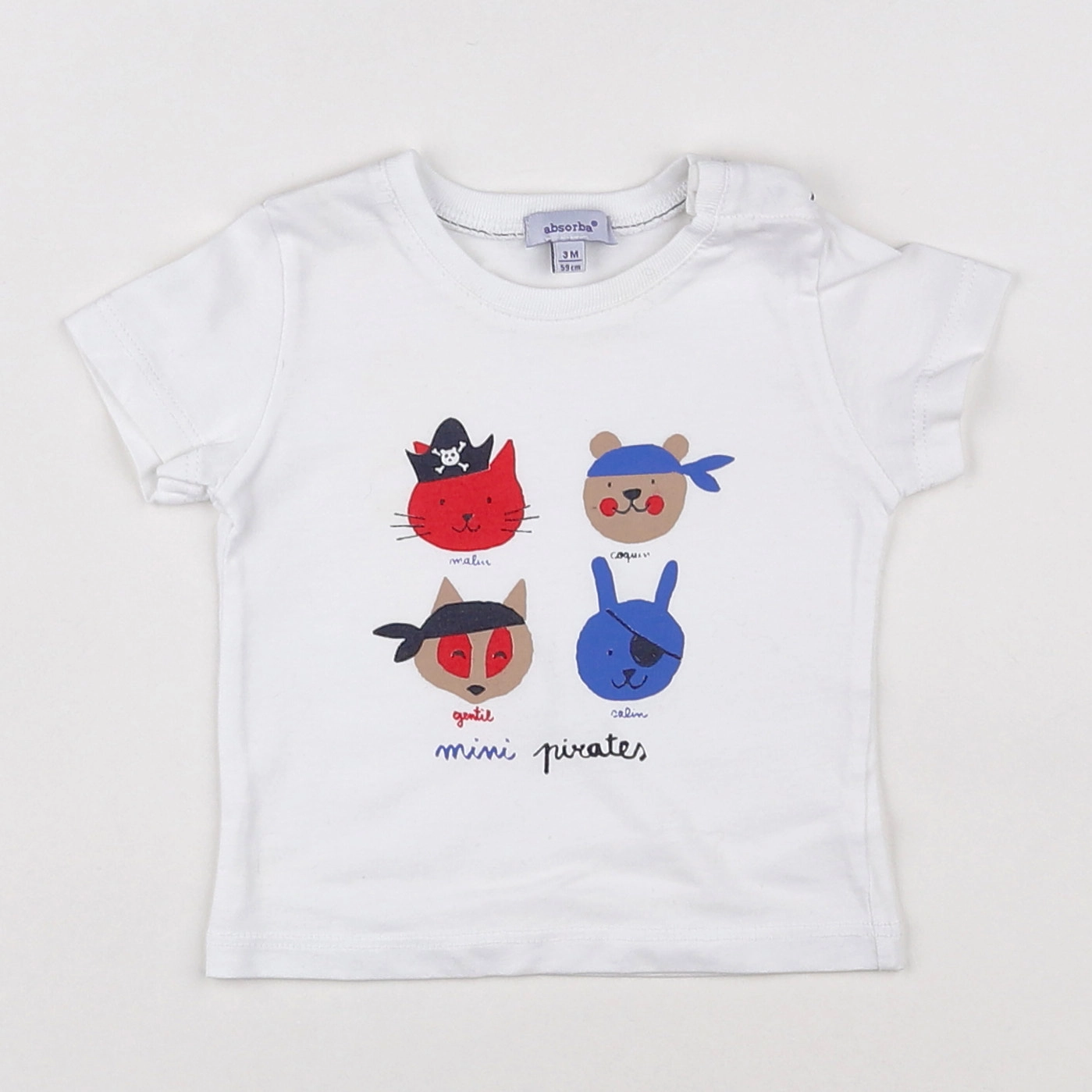 Absorba - tee-shirt blanc - 3 mois