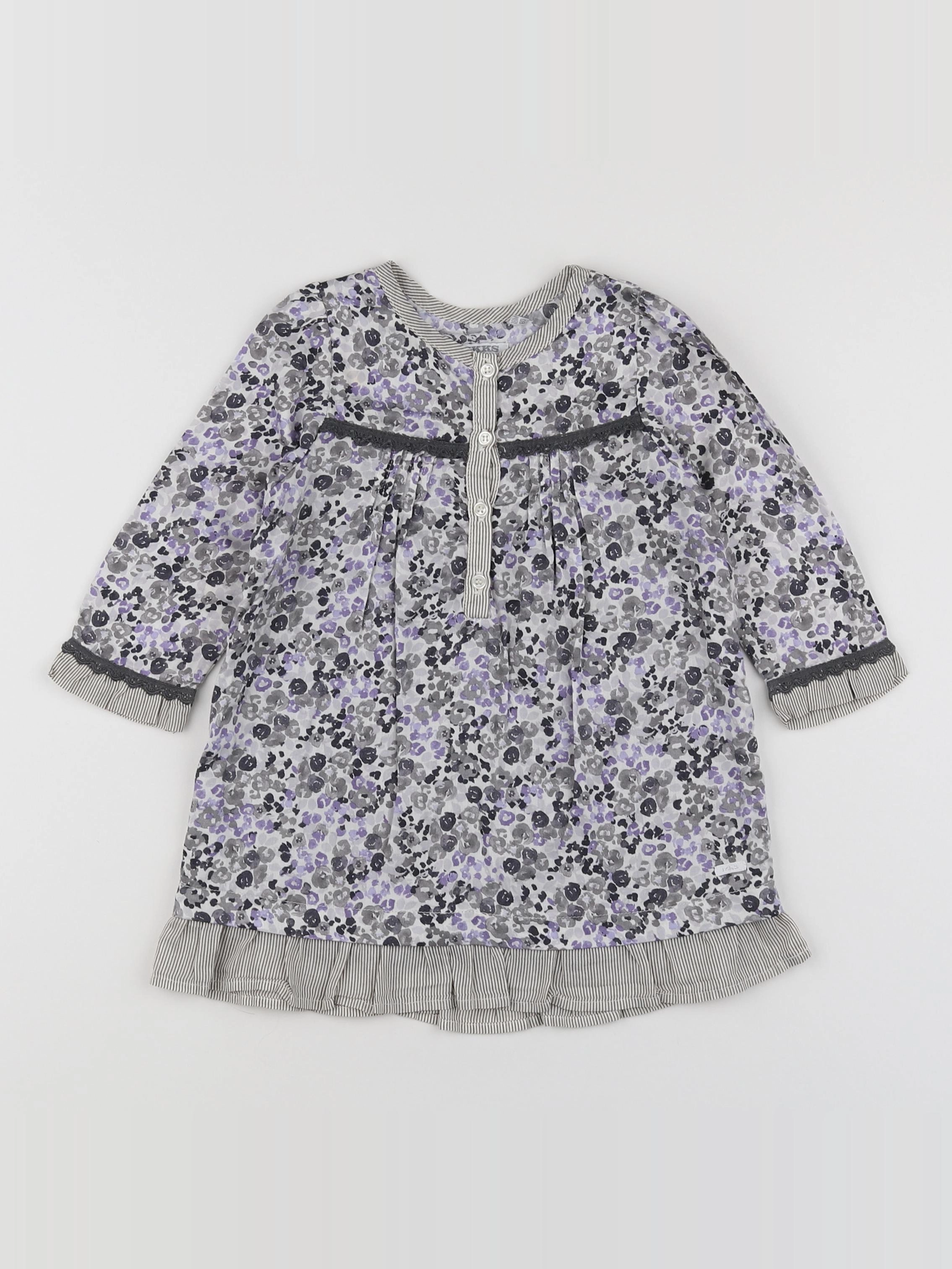 IKKS - robe gris, violet - 18 mois