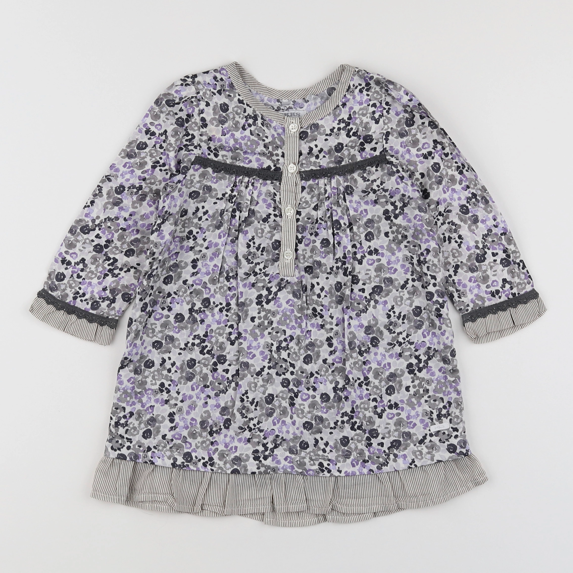 IKKS - robe gris, violet - 18 mois